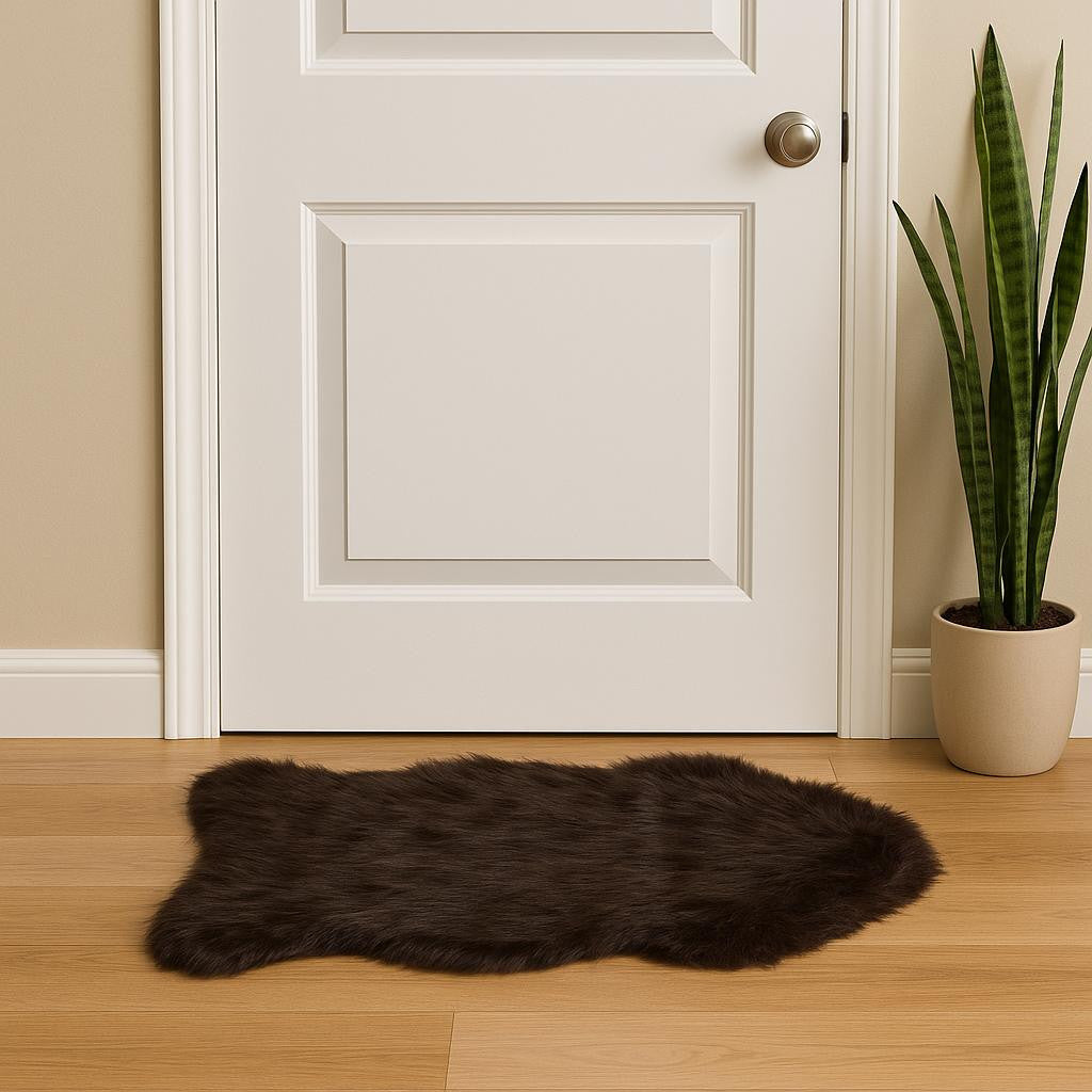 2' X 3' Chocolate Faux Sheepskin Shag Area Rug-0