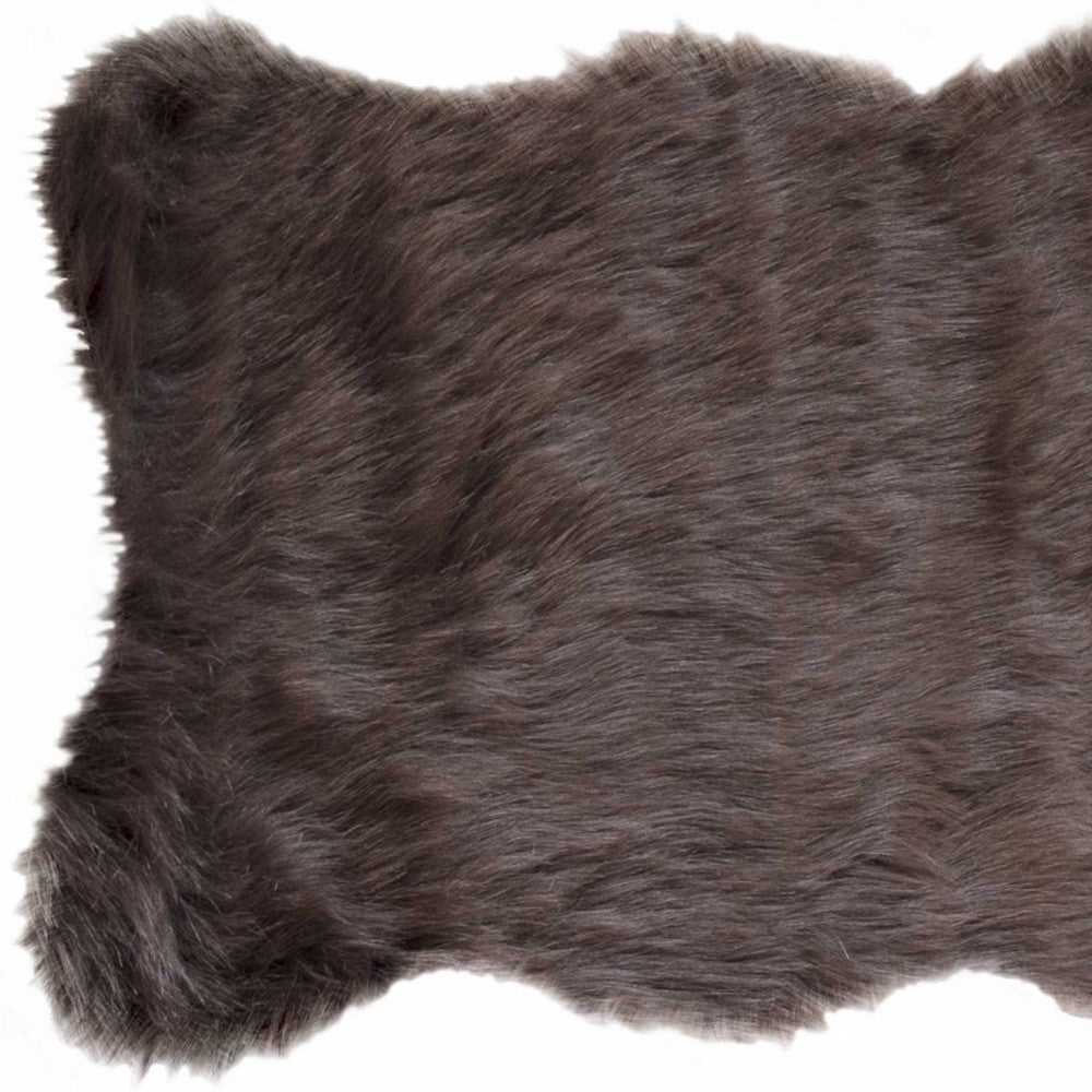 2' X 3' Chocolate Faux Sheepskin Shag Area Rug-3