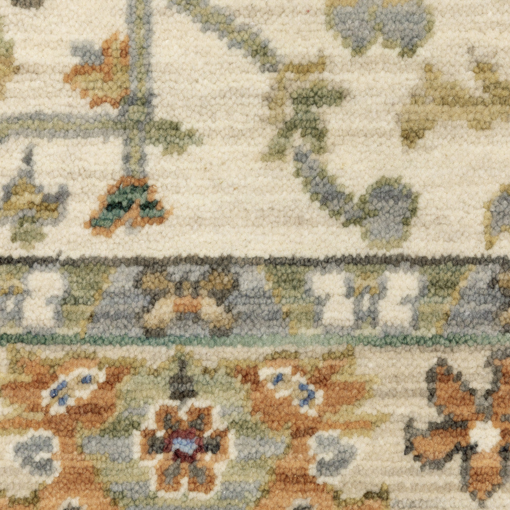 10' X 13' Ivory Oriental Power Loom Stain Resistant Area Rug With Fringe-3