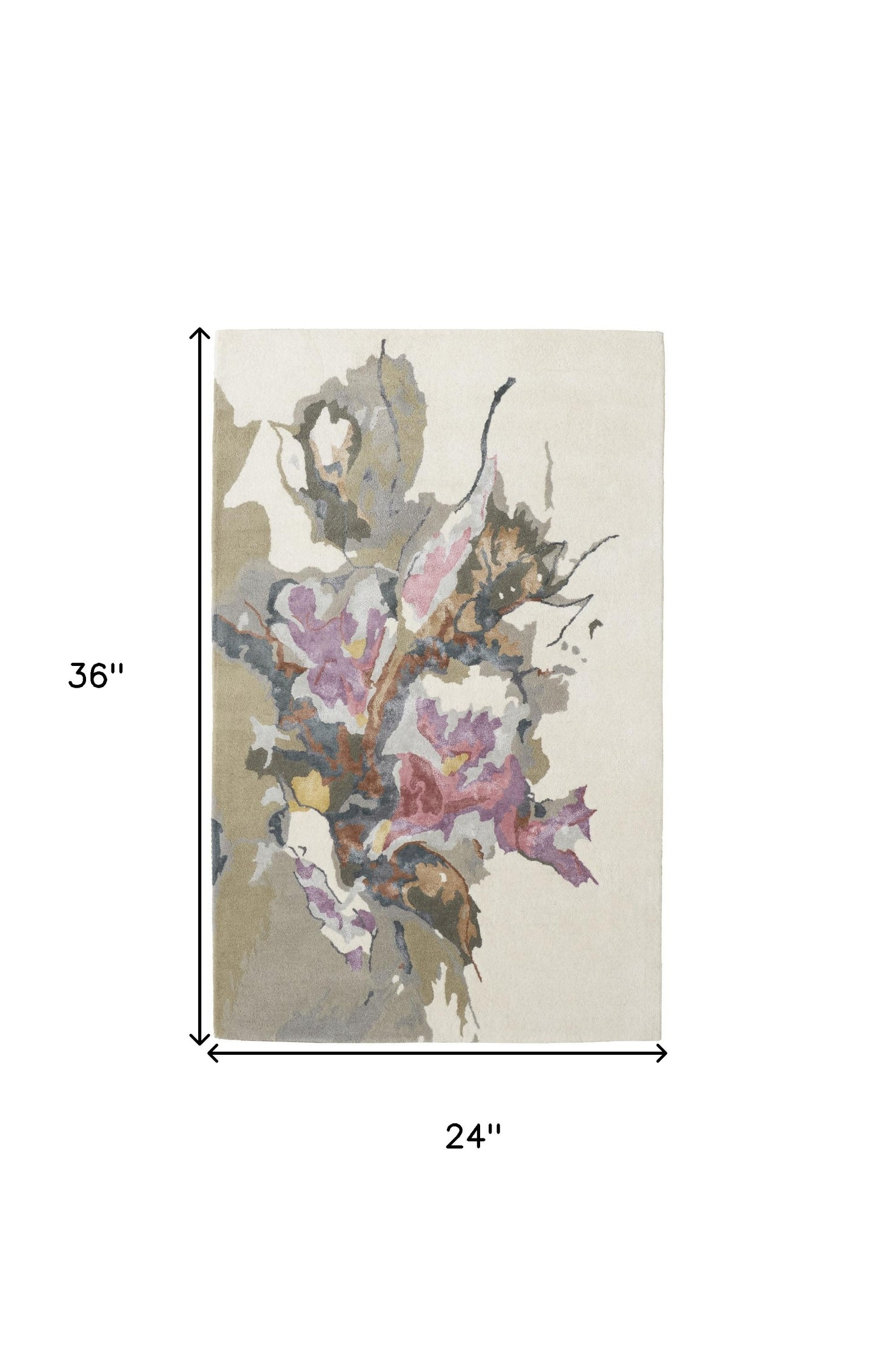 2' X 3' Pink and Green Wool Floral Hand Tufted Area Rug-2