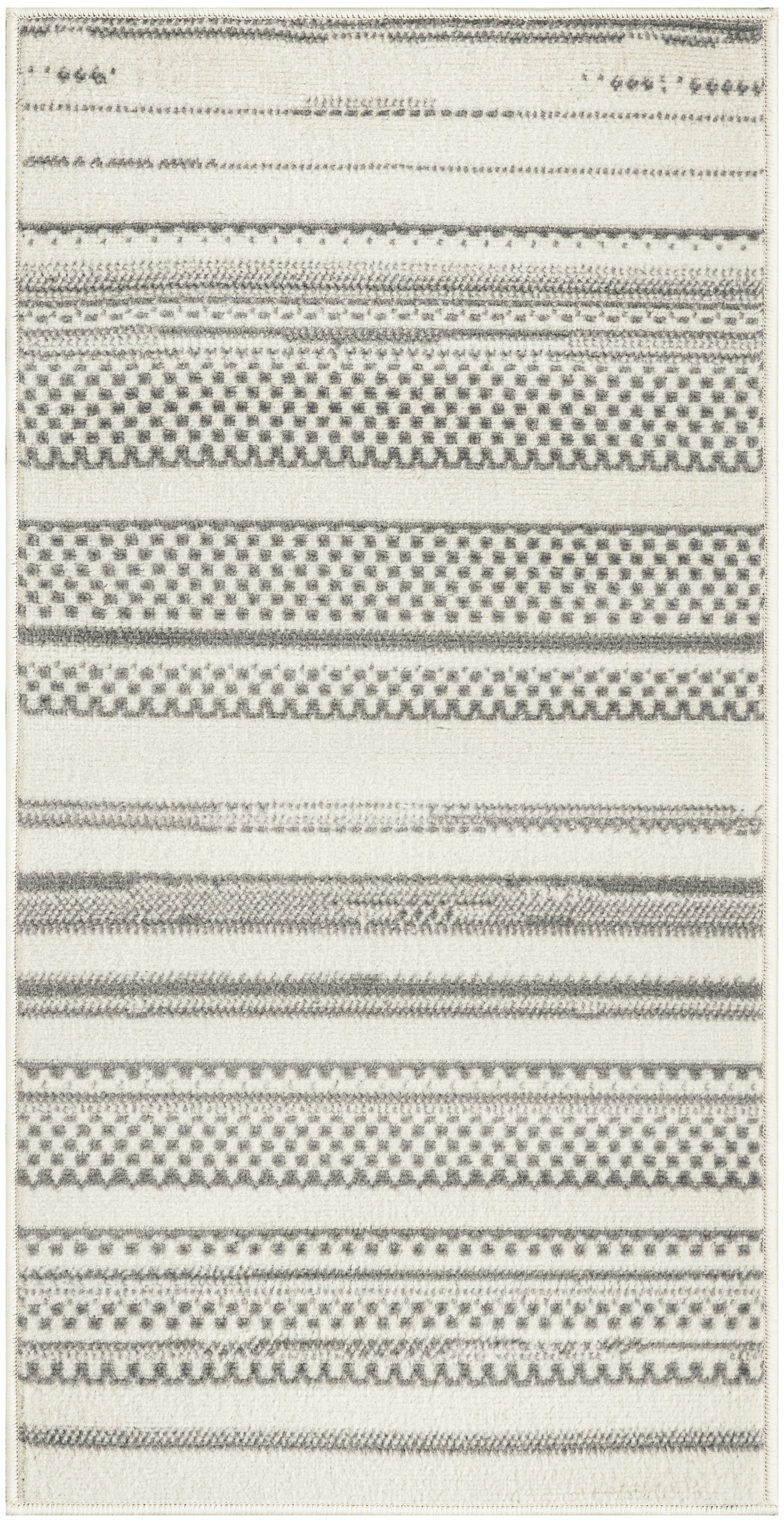2' X 4' Gray and Ivory Striped Power Loom Distressed Area Rug-2