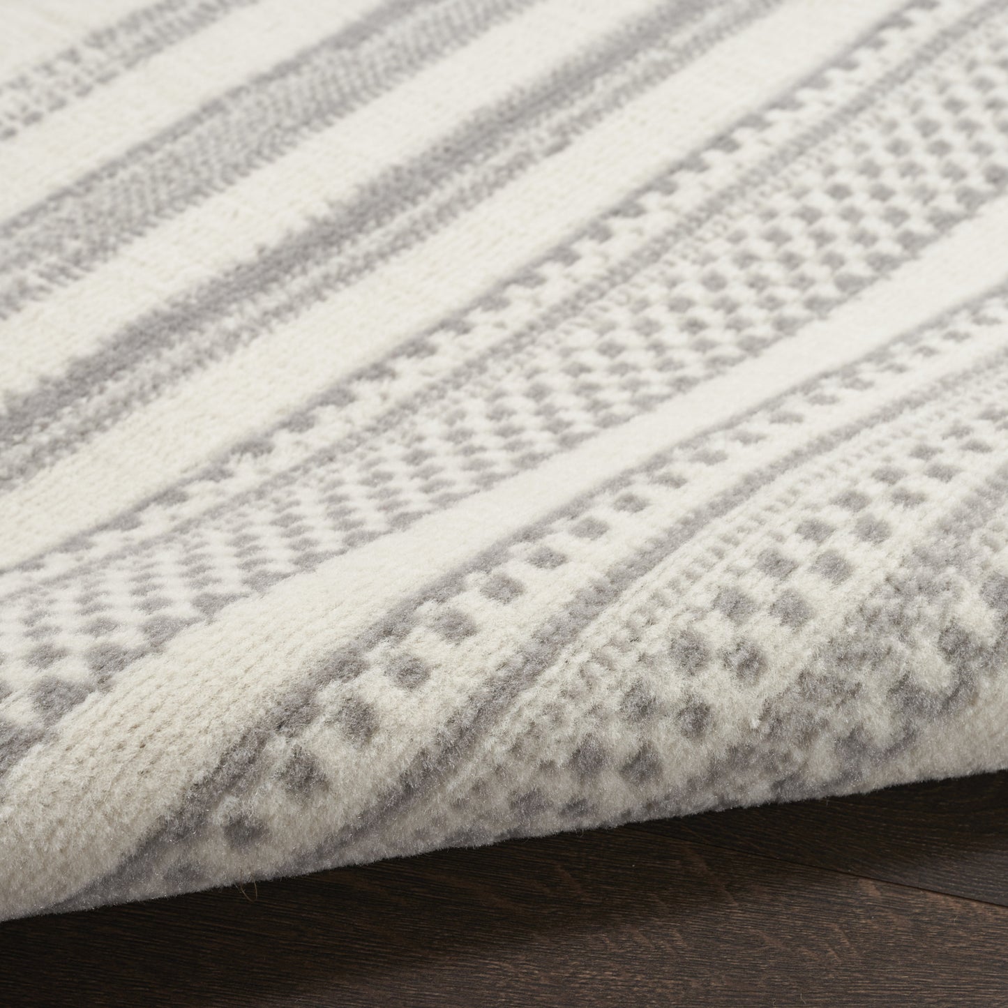 2' X 4' Gray and Ivory Striped Power Loom Distressed Area Rug-8