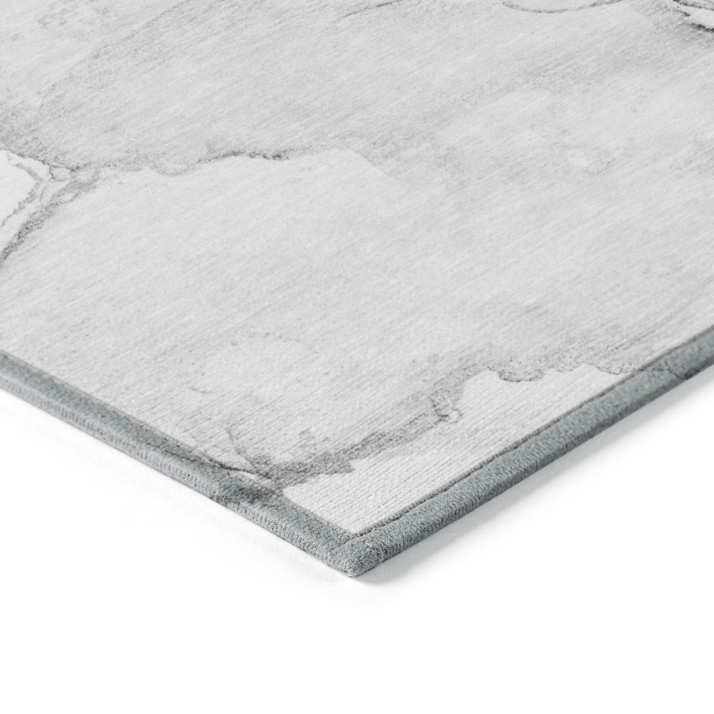 2' X 3' Silver Abstract Washable Non Skid Indoor Outdoor Area Rug-4
