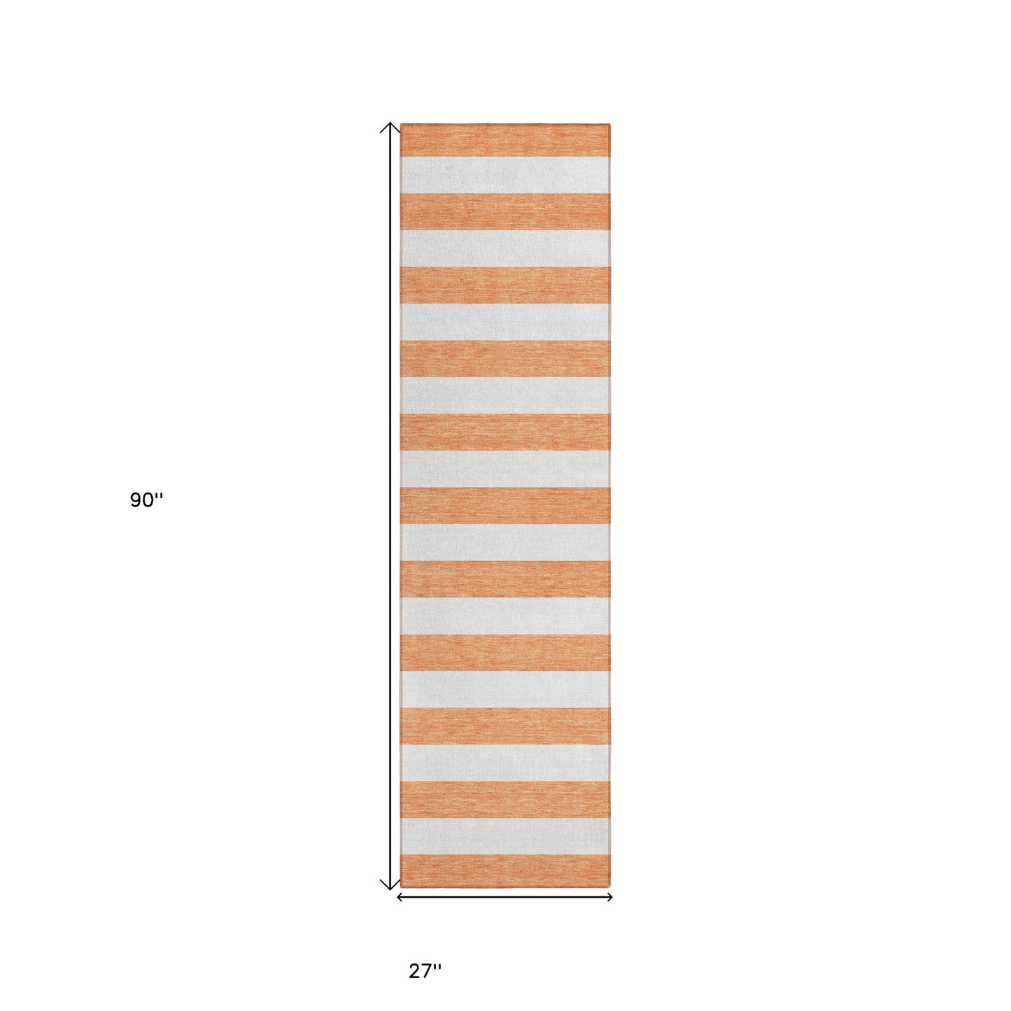 2' X 8' Salmon Striped Washable Indoor Outdoor Runner Rug-2