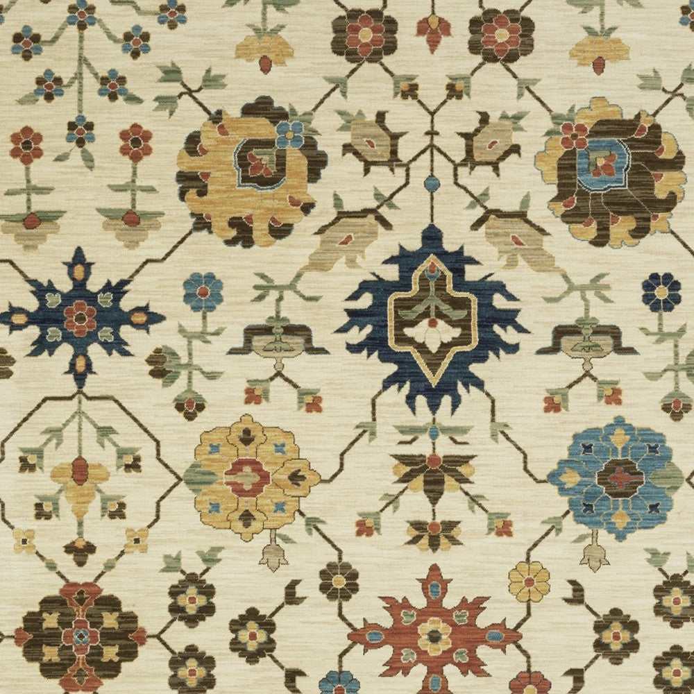 2' X 3' Ivory And Gold Oriental Area Rug With Fringe-6