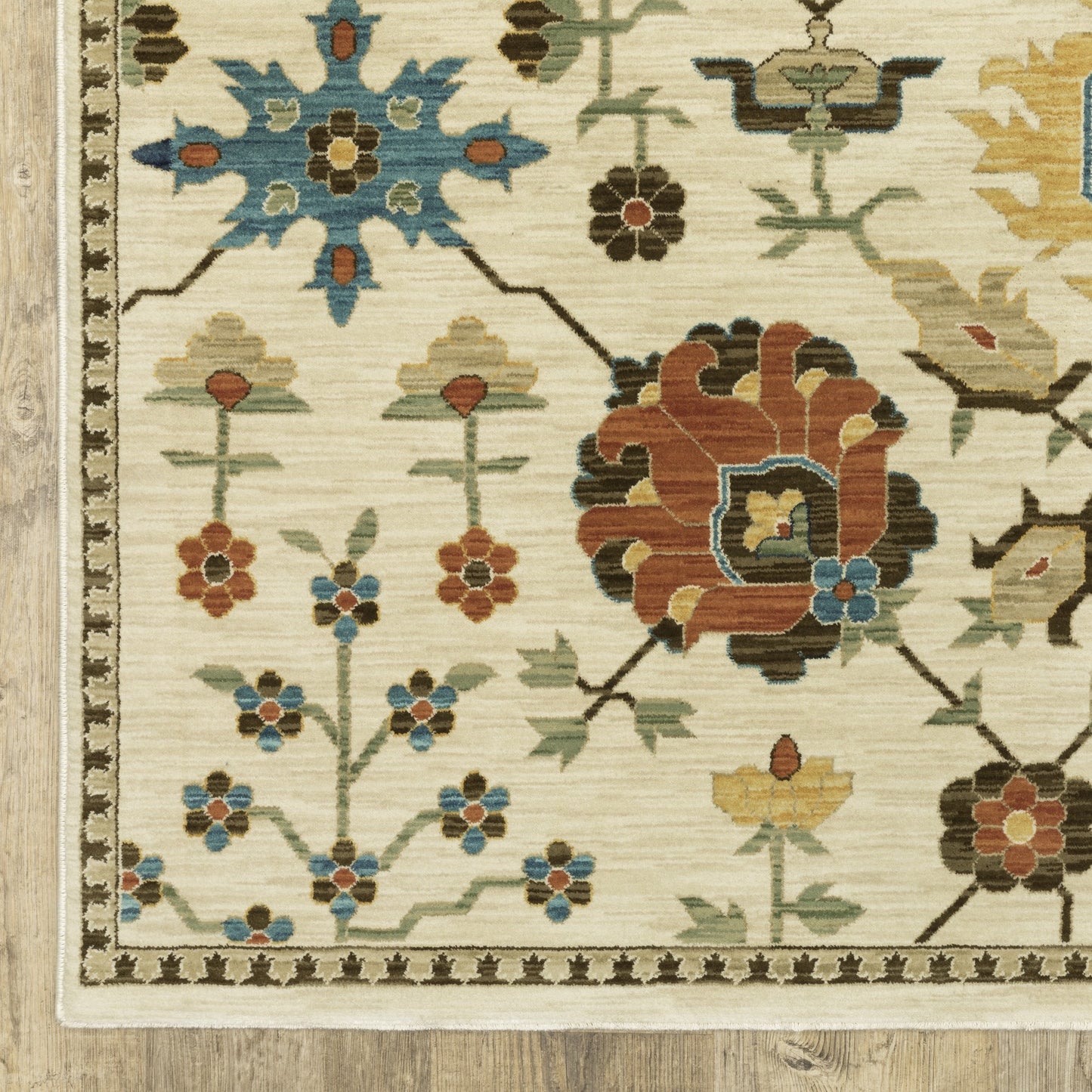 2' X 3' Ivory And Gold Oriental Area Rug With Fringe-3