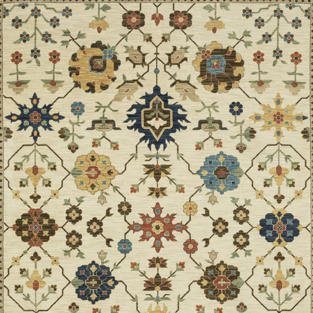 2' X 3' Ivory And Gold Oriental Area Rug With Fringe-4