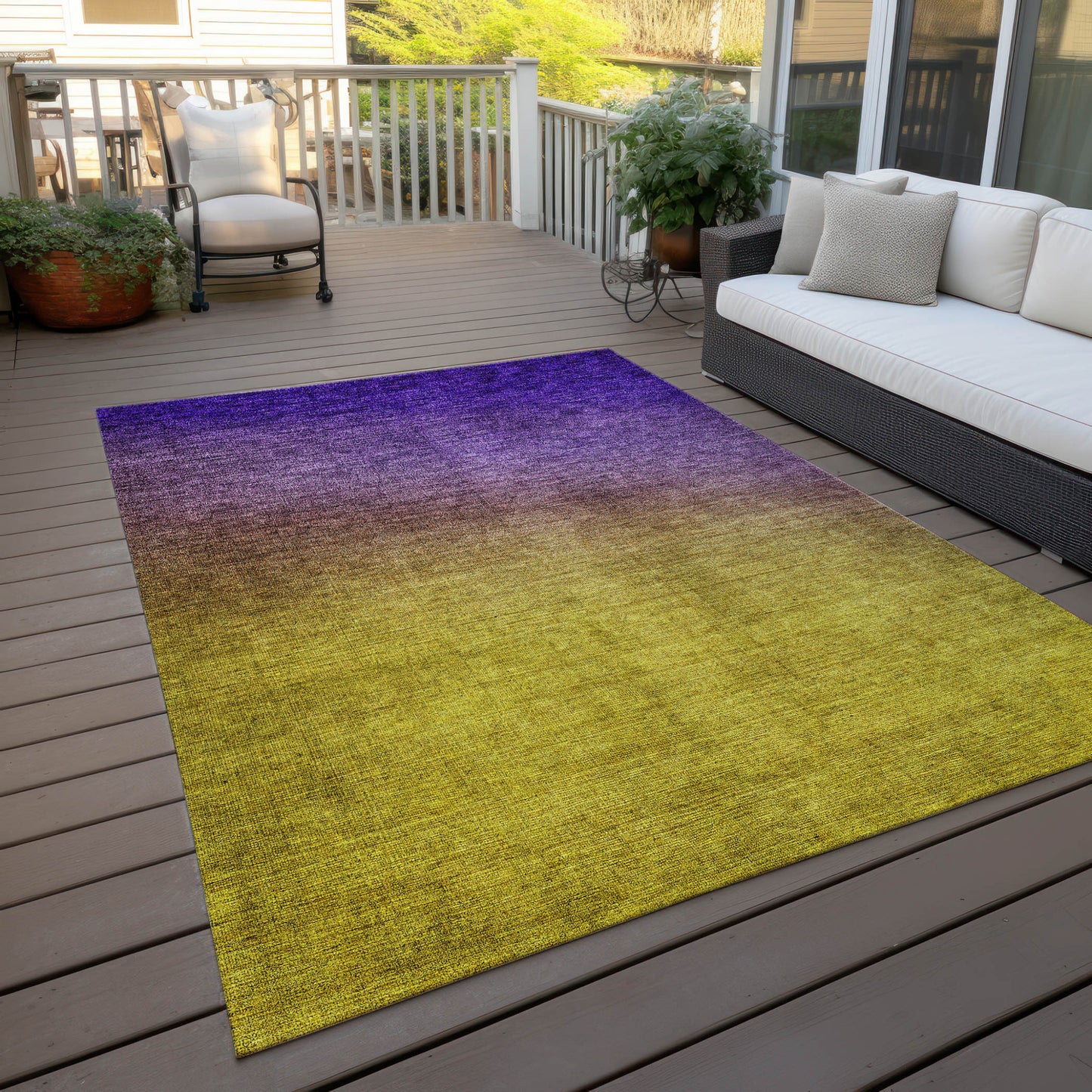 3' X 5' Purple Gold And Blue Ombre Washable Indoor Outdoor Area Rug-4