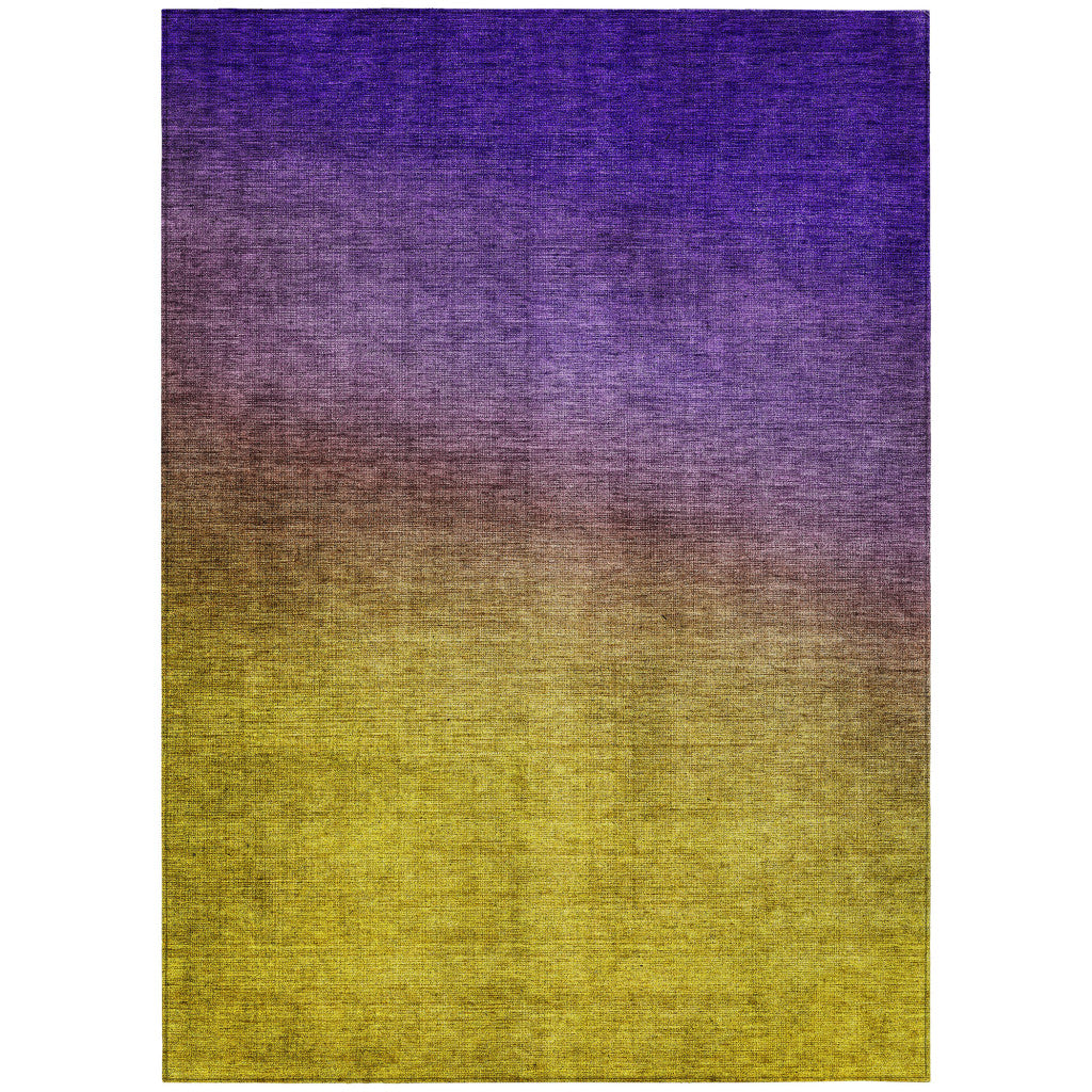 3' X 5' Purple Gold And Blue Ombre Washable Indoor Outdoor Area Rug-1