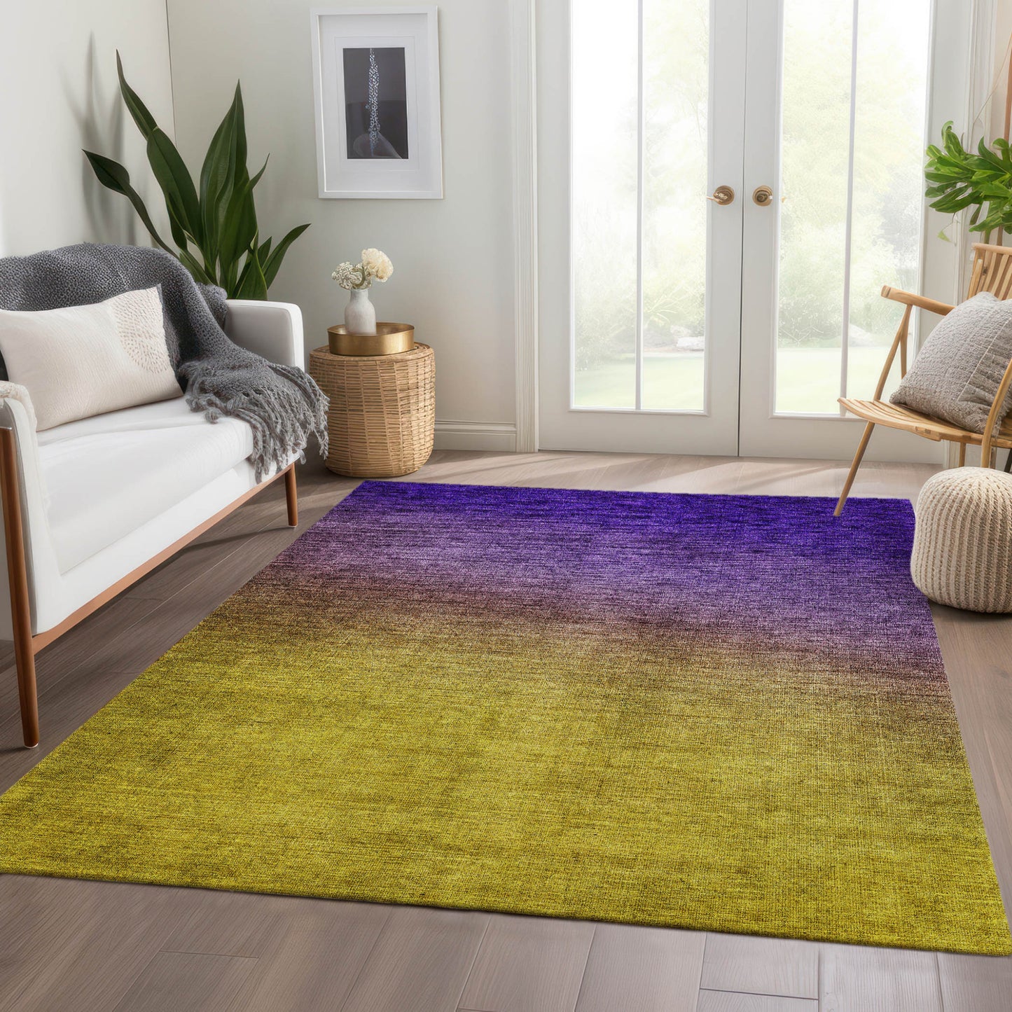 3' X 5' Purple Gold And Blue Ombre Washable Indoor Outdoor Area Rug-6