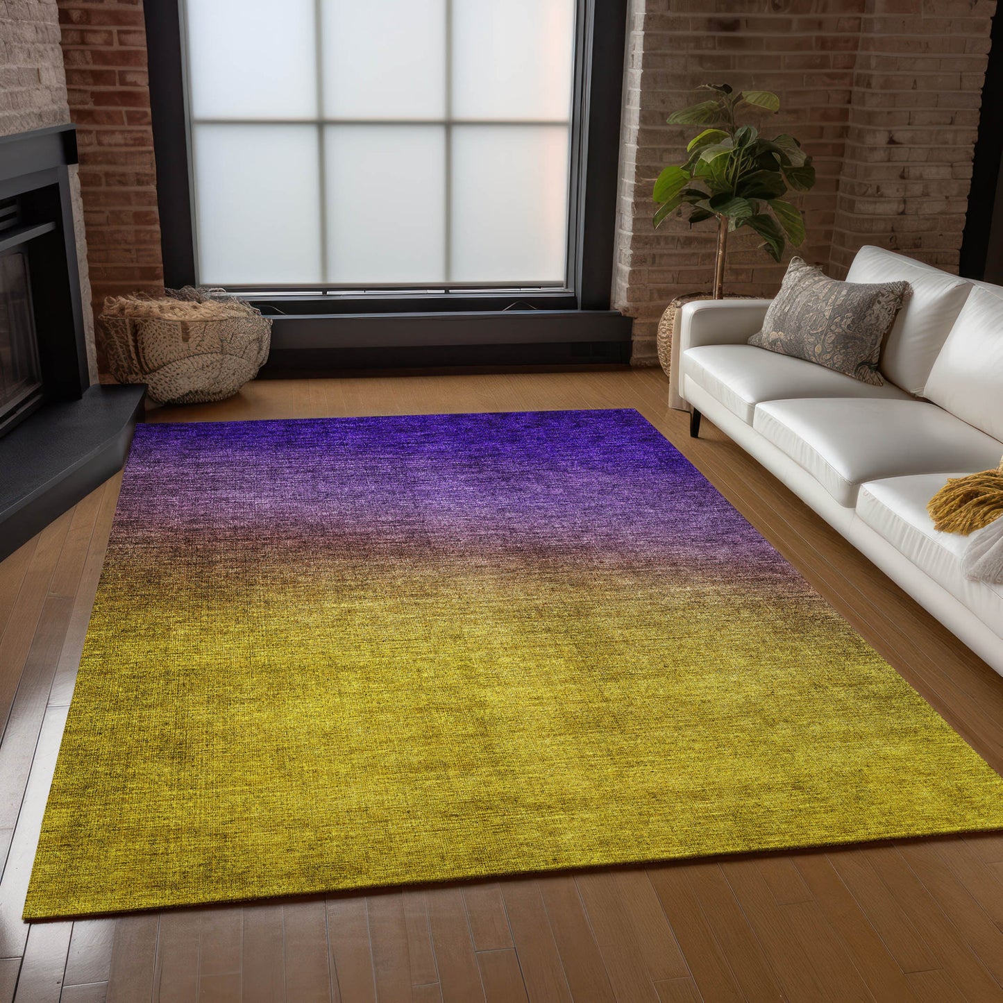 3' X 5' Purple Gold And Blue Ombre Washable Indoor Outdoor Area Rug-7