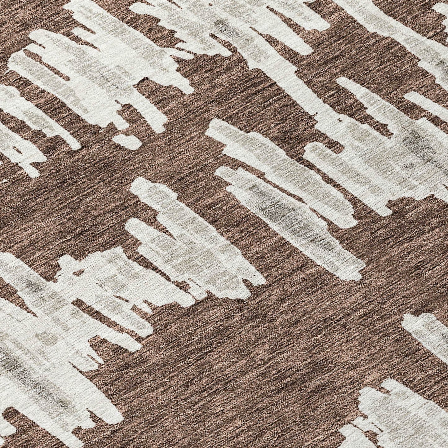 8' Brown Ivory And Gray Round Striped Washable Indoor Outdoor Area Rug-4