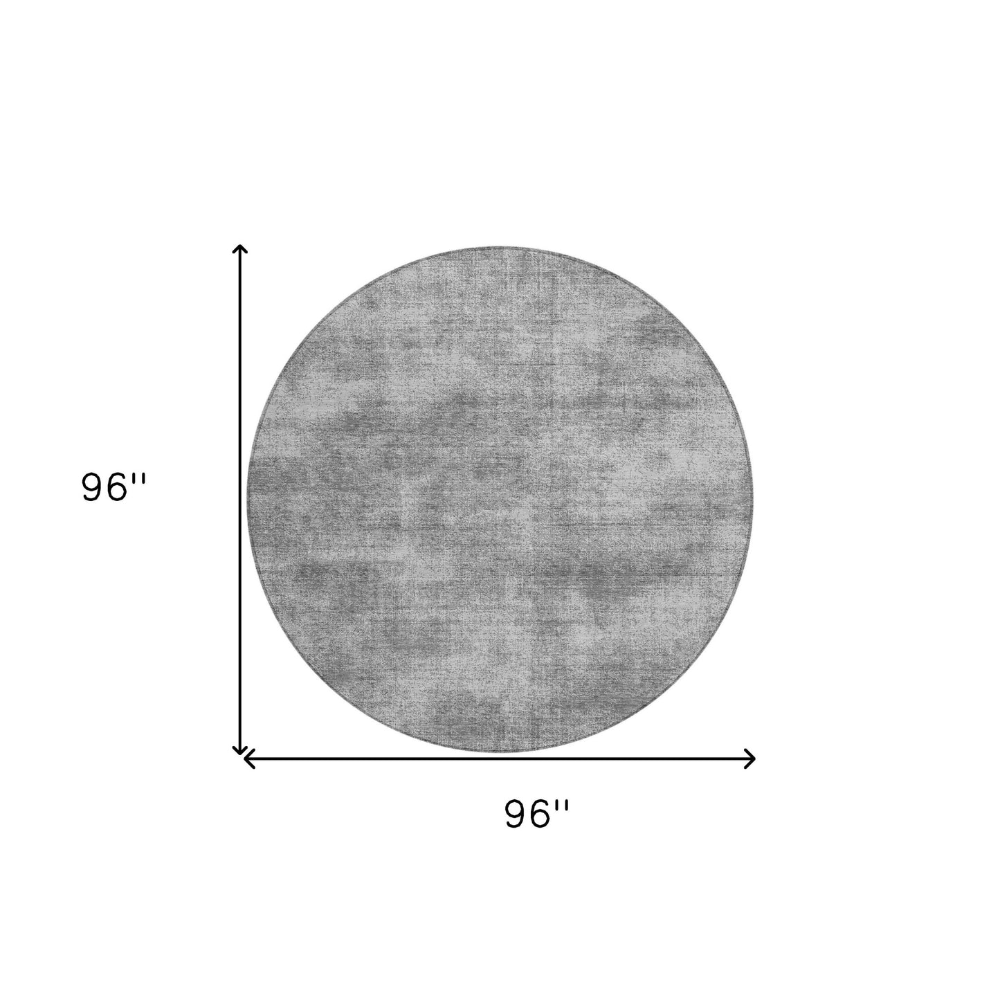 8' Gray Round Washable Indoor Outdoor Area Rug-2