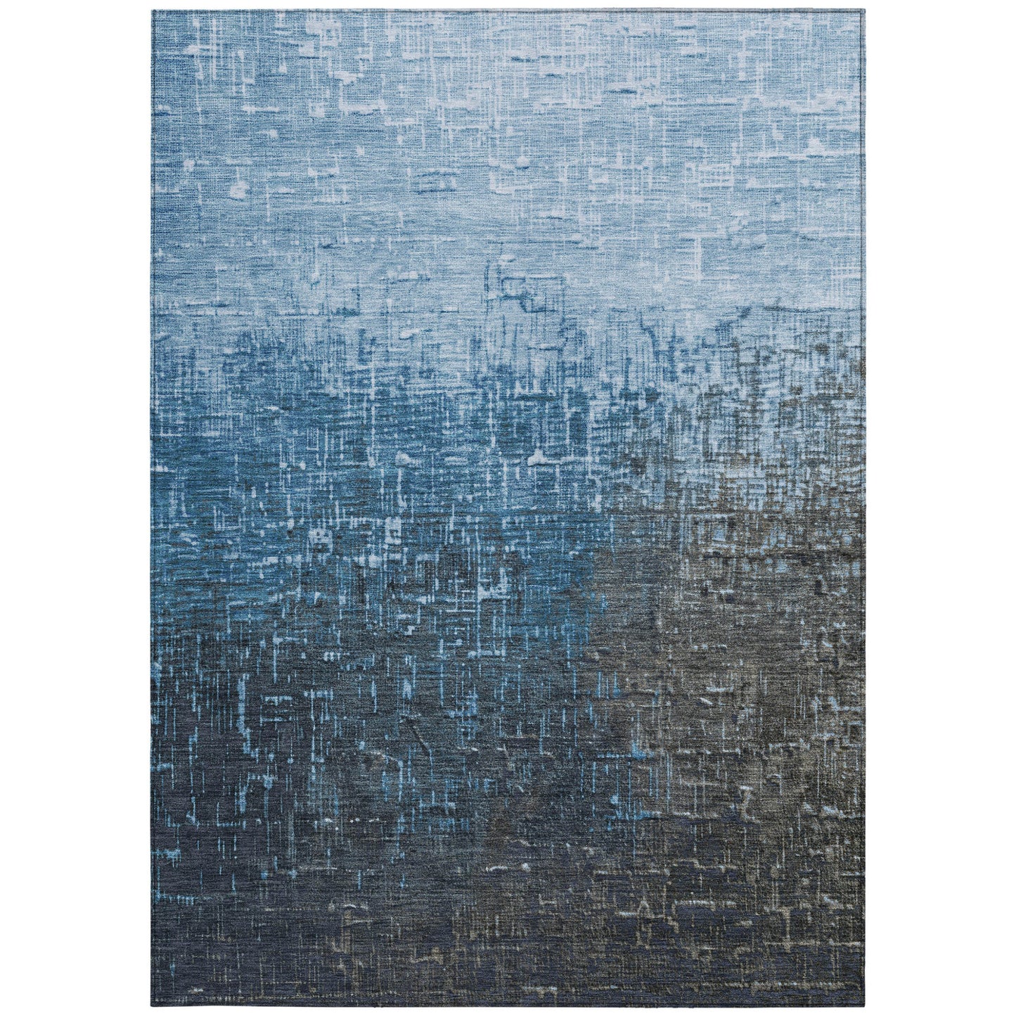 3' X 5' Blue And Dark Gray Ombre Washable Indoor Outdoor Area Rug-5