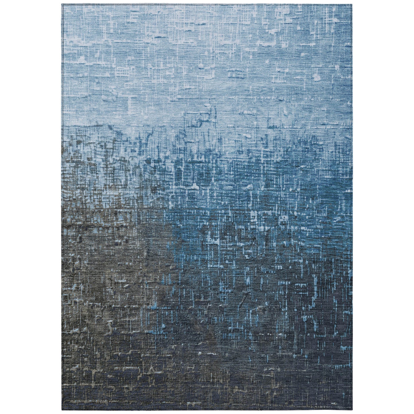 3' X 5' Blue And Dark Gray Ombre Washable Indoor Outdoor Area Rug-1