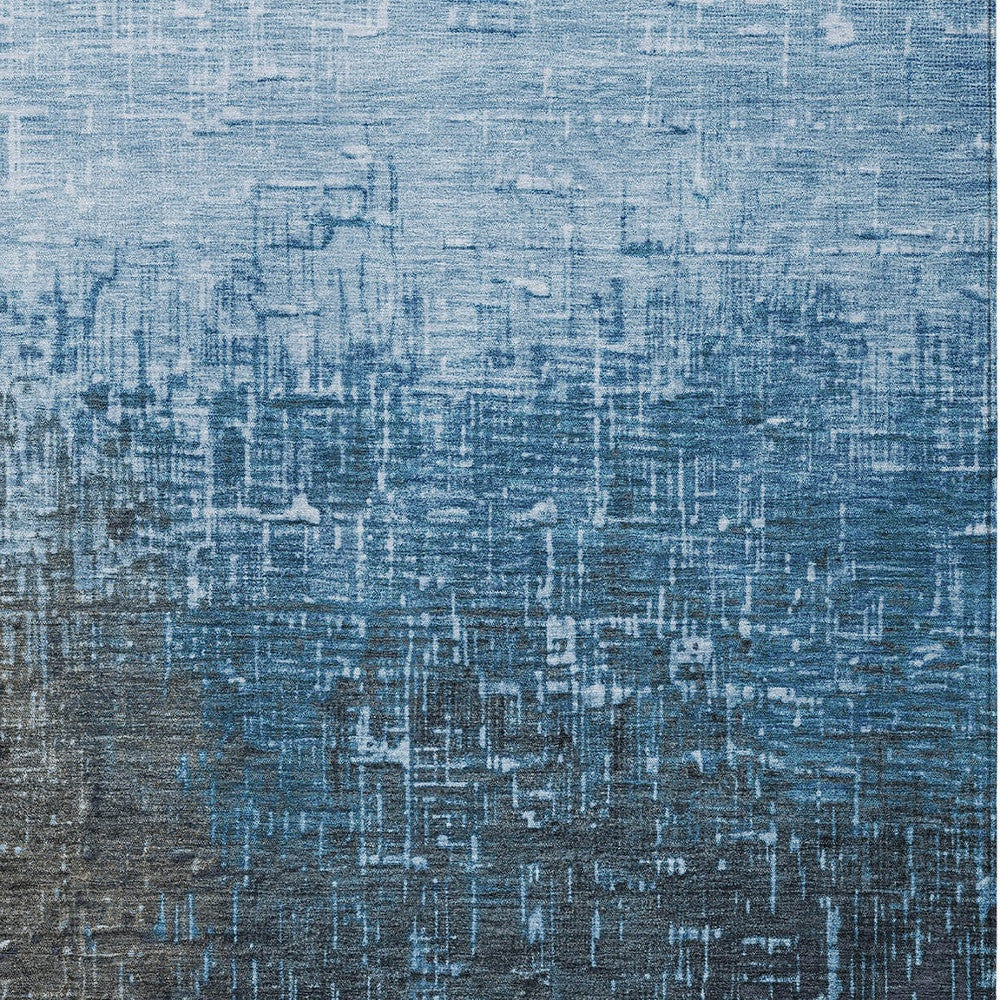 3' X 5' Blue And Dark Gray Ombre Washable Indoor Outdoor Area Rug-4