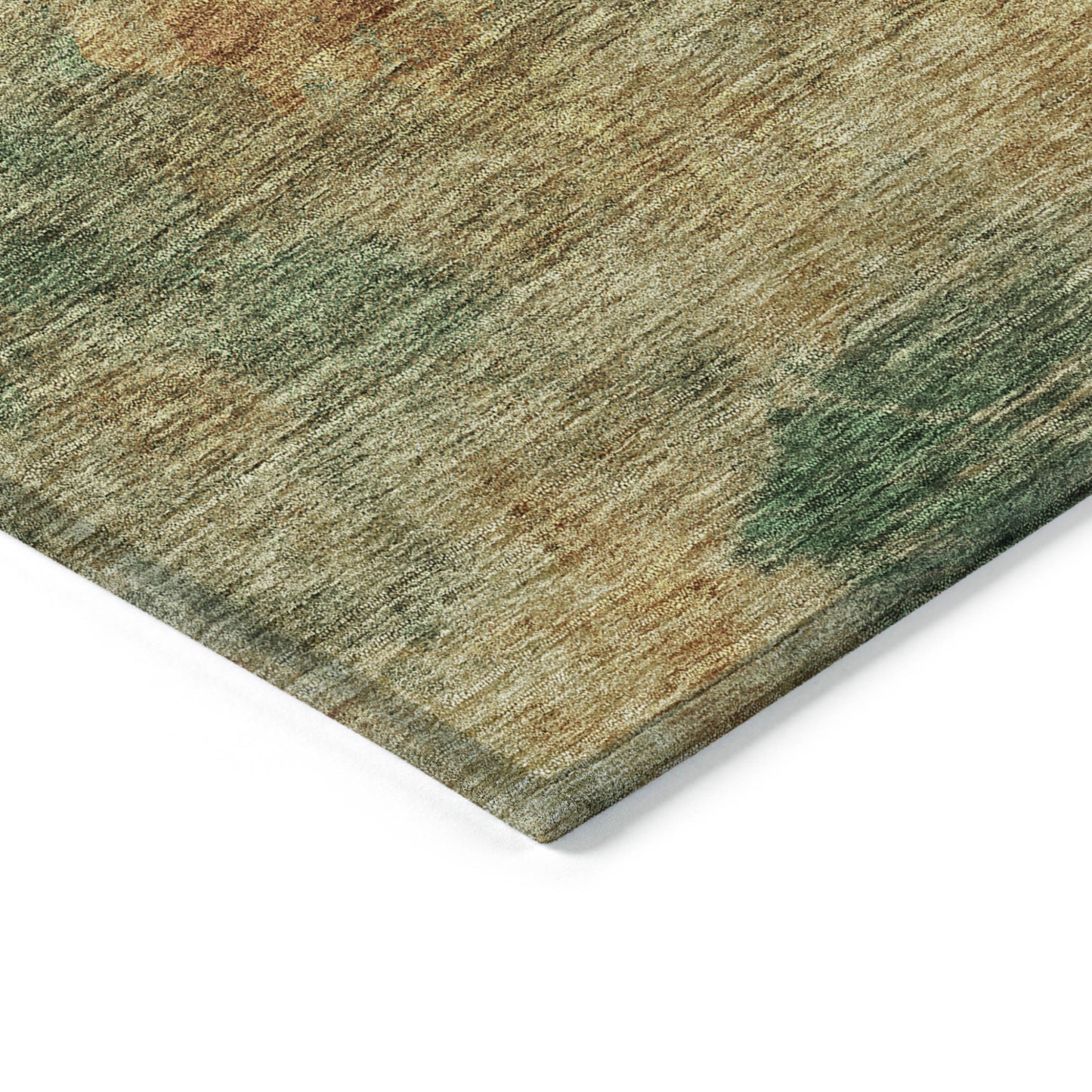 3' X 5' Terra Cotta Copper And Green Abstract Washable Indoor Outdoor Area Rug-3