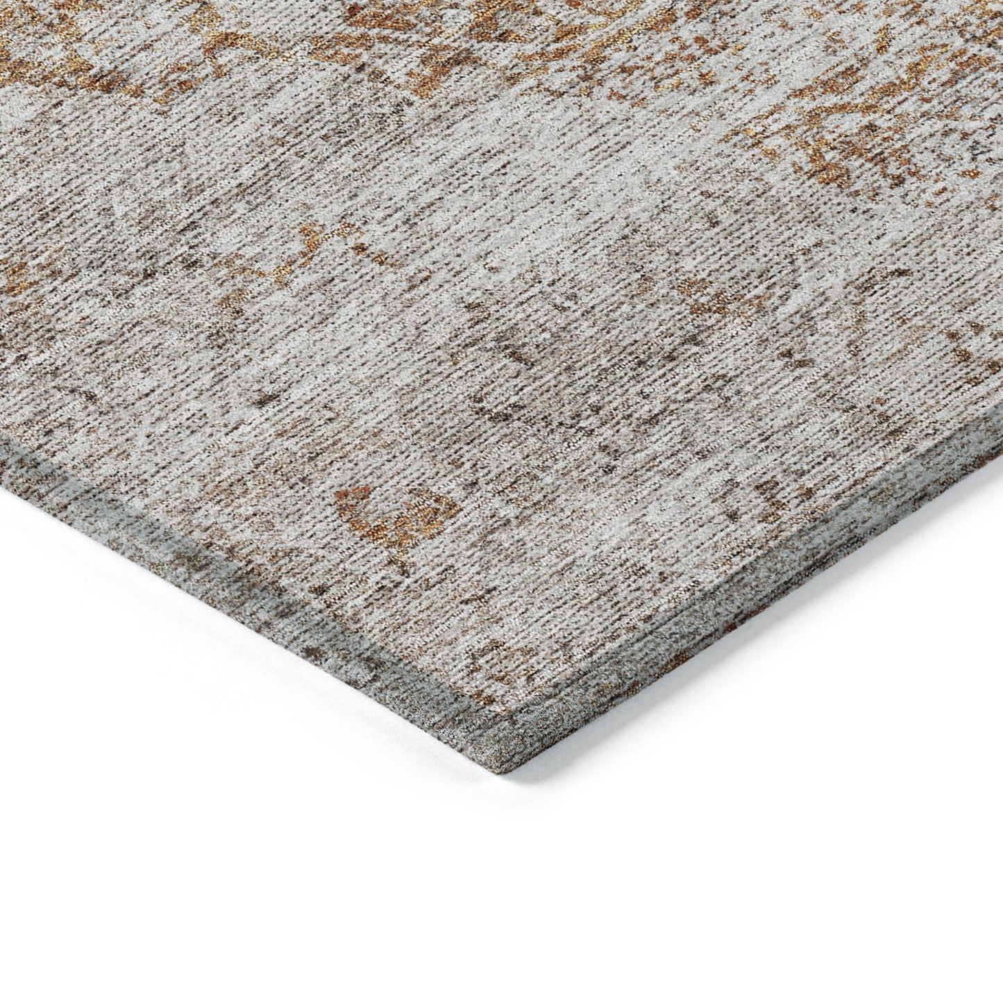 3' X 5' Copper And Beige Floral Washable Indoor Outdoor Area Rug-3