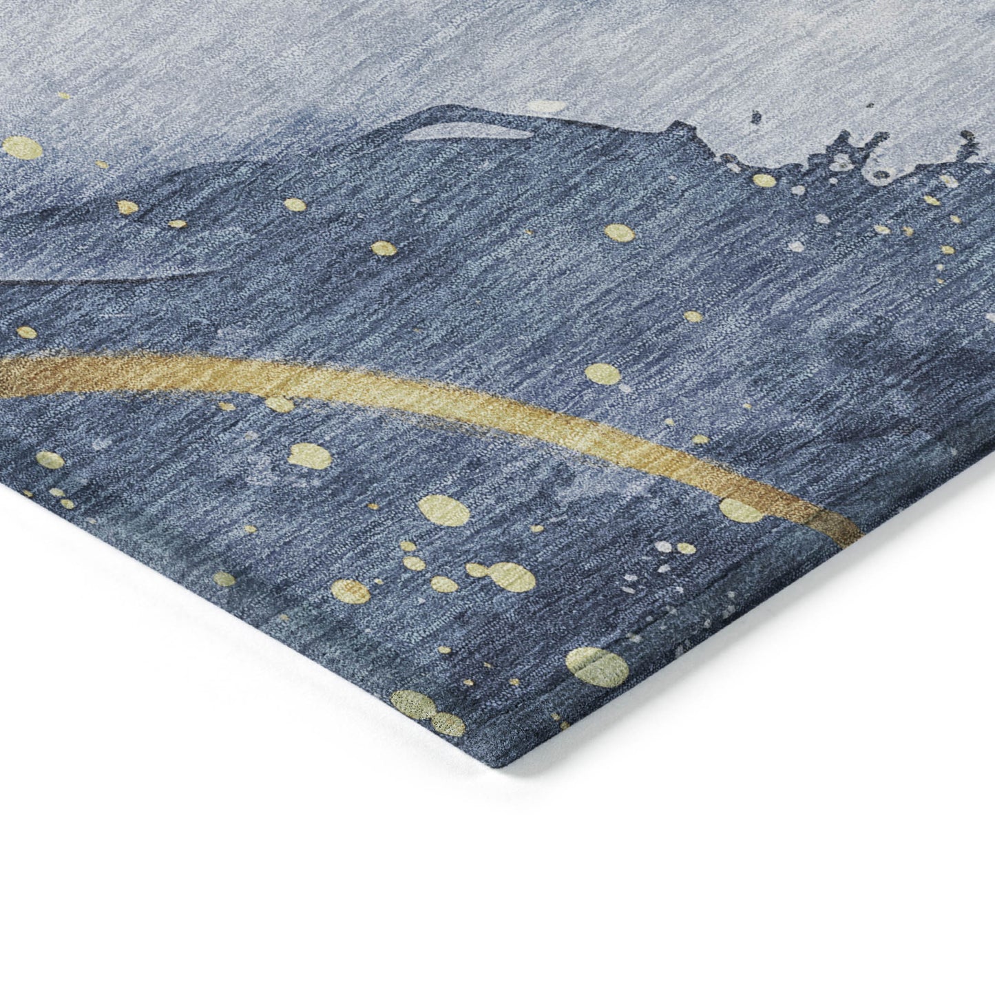3' X 5' Blue And Gold Abstract Washable Indoor Outdoor Area Rug-3