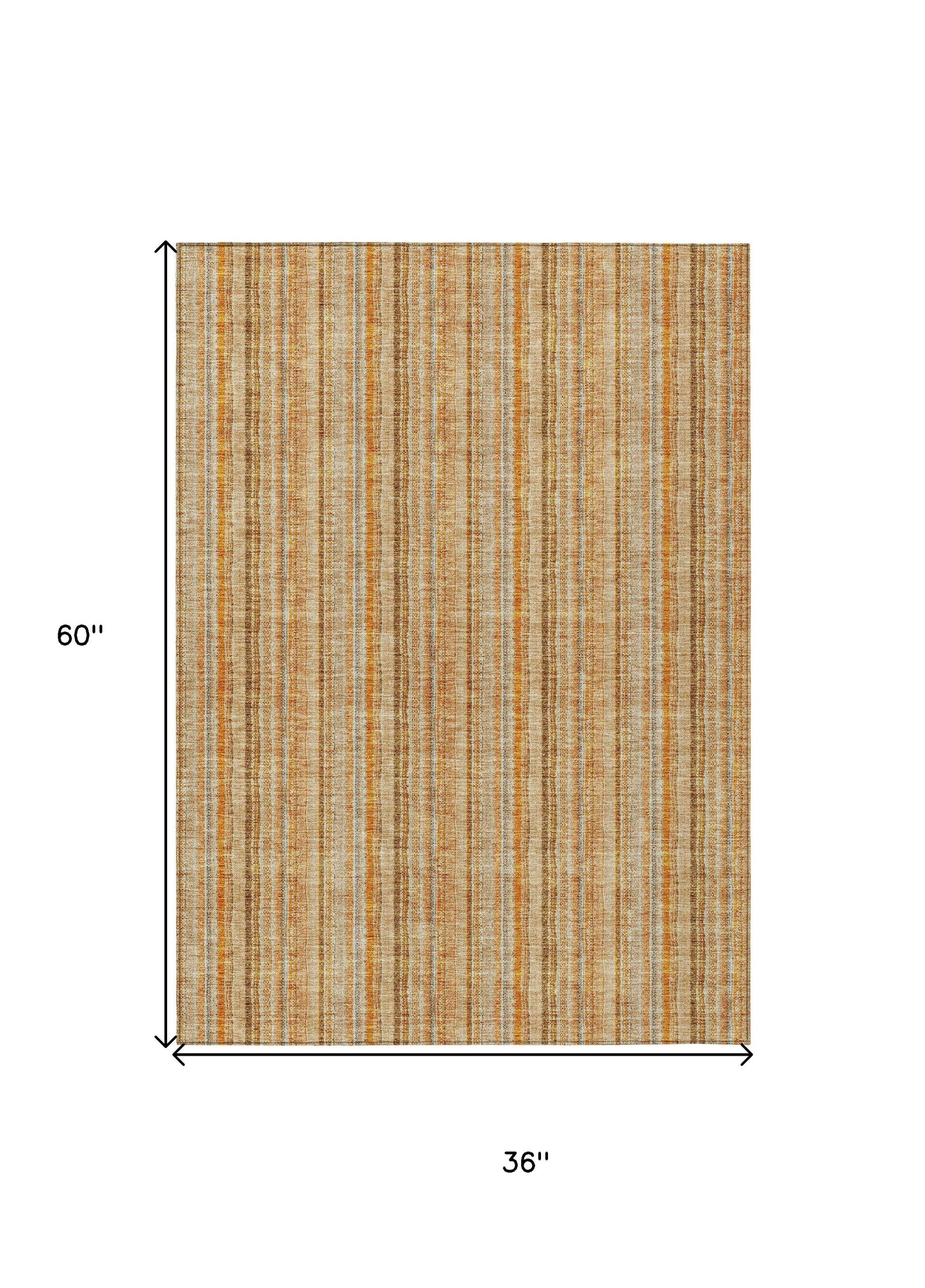 3' X 5' Peach Orange And Rust Striped Washable Indoor Outdoor Area Rug-2