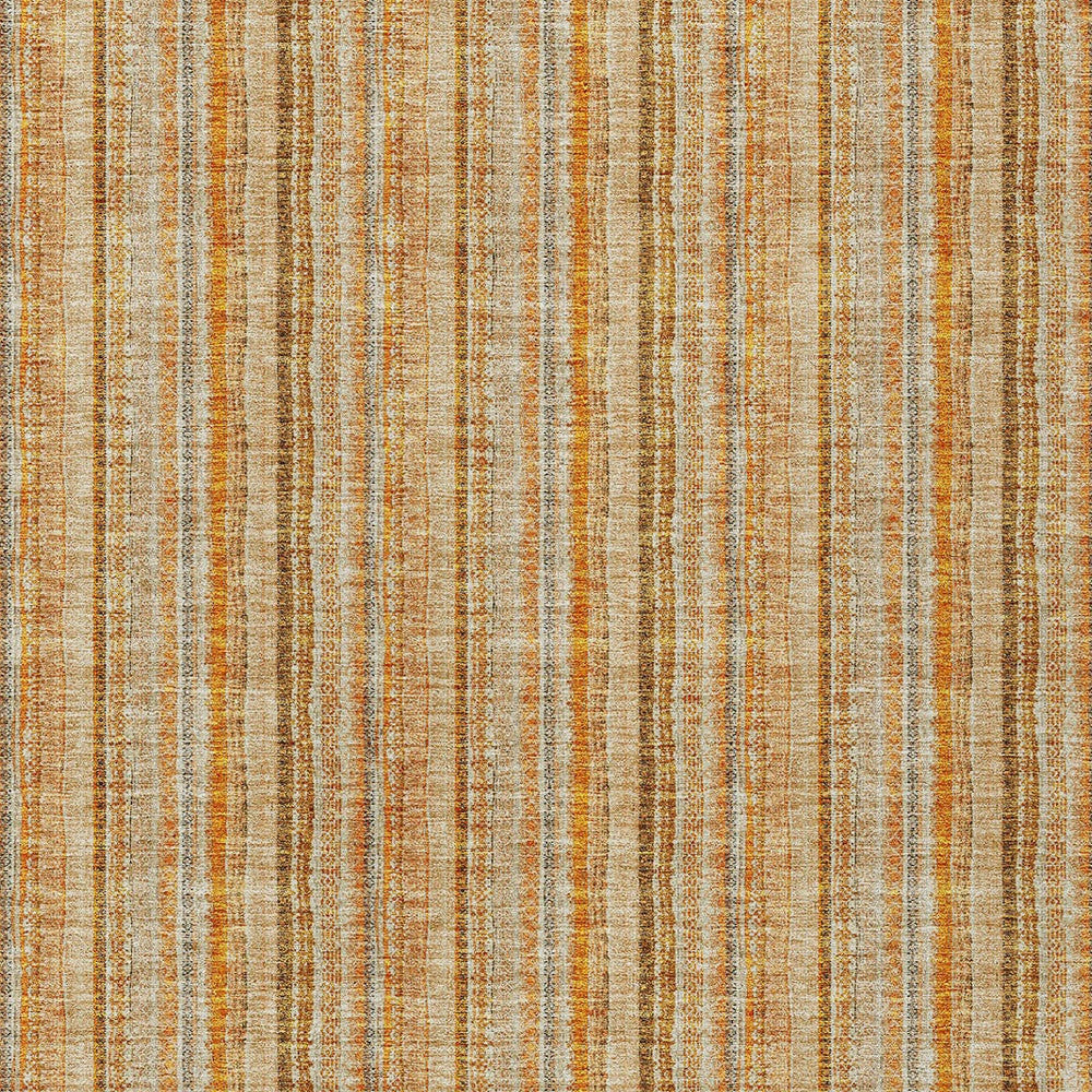3' X 5' Peach Orange And Rust Striped Washable Indoor Outdoor Area Rug-4