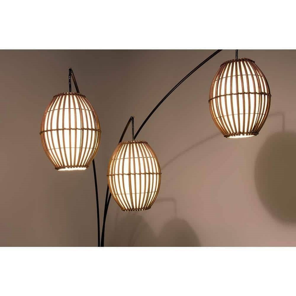 Modern Mid-Century Bohemian 82-inch Arch Floor Lamp with 3 Barrel Lights-1