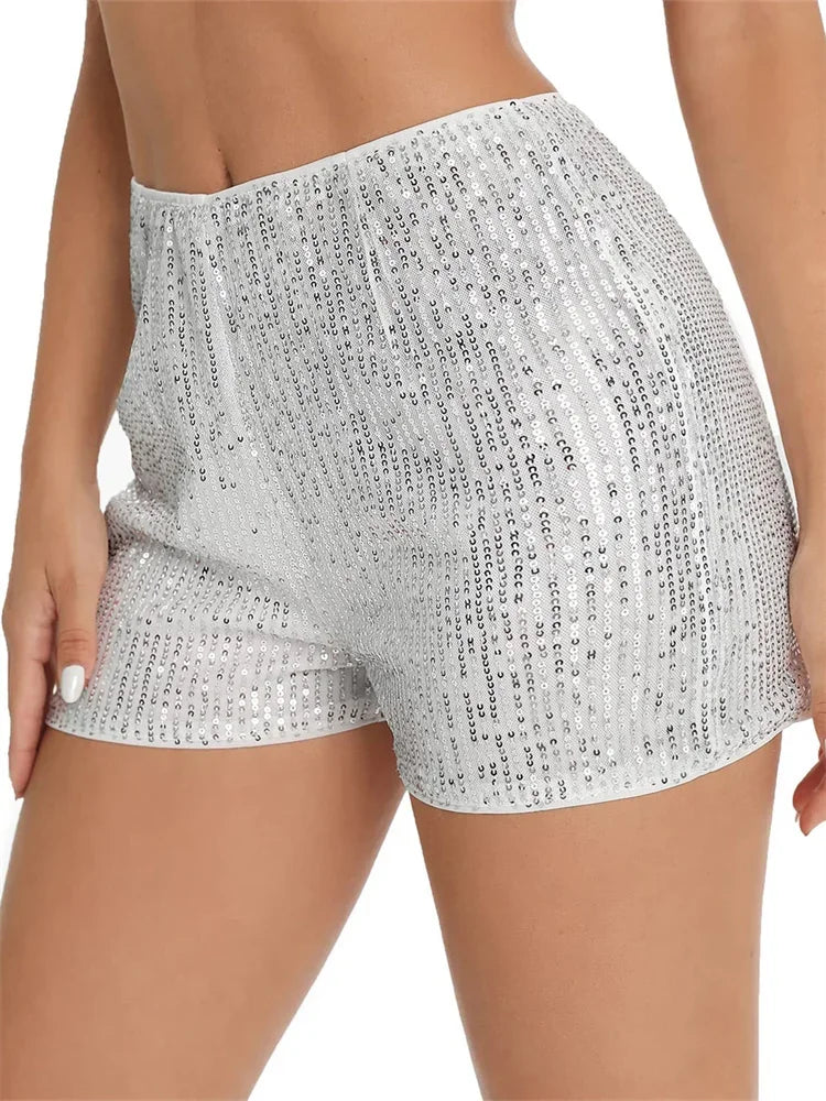 Women’s High Waist Sequin Glitter Shorts – Clubwear