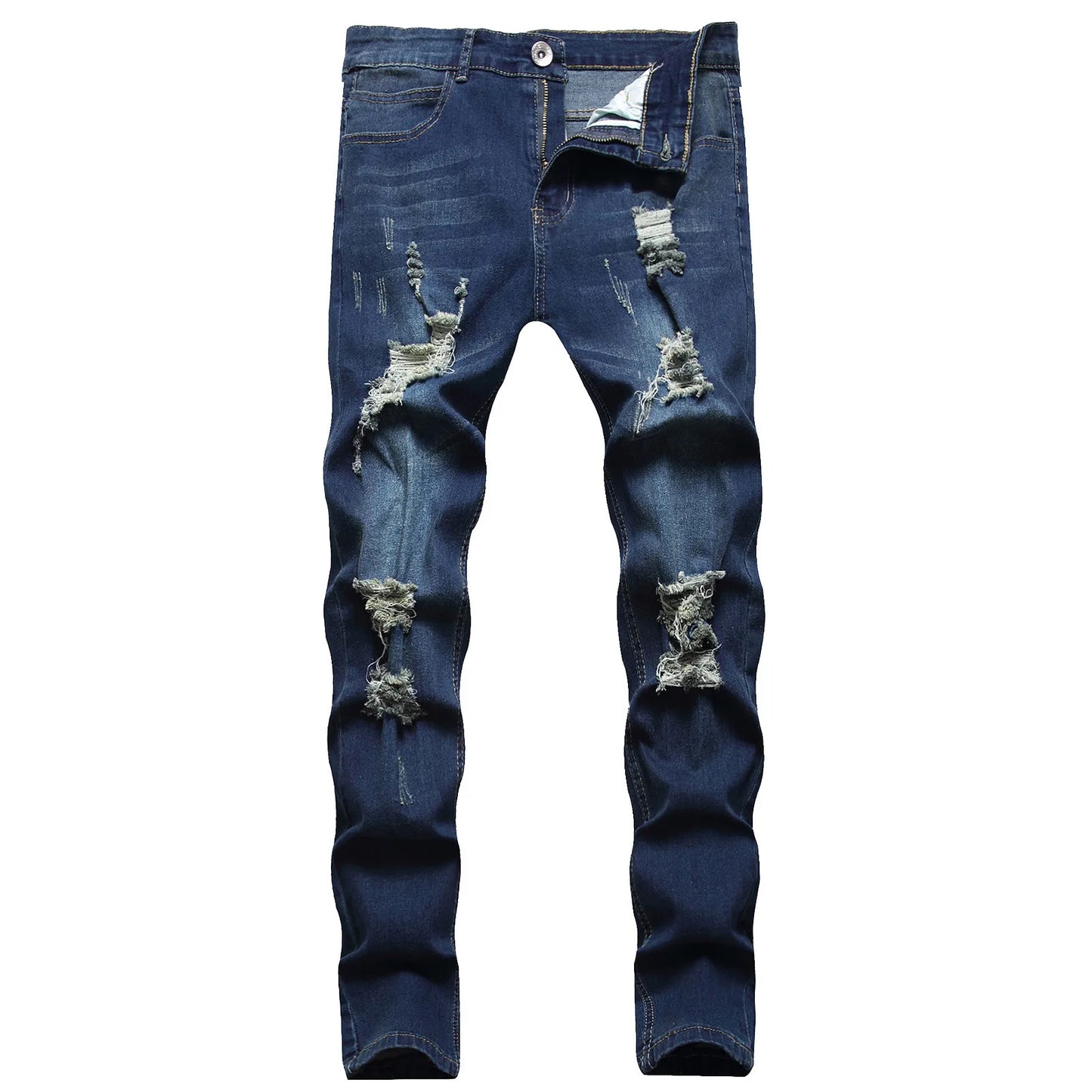 Men’s Slim Fit Retro Jeans – Straight Hip Hop Style