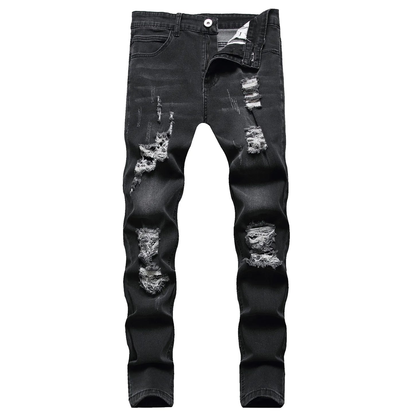 Men’s Slim Fit Retro Jeans – Straight Hip Hop Style