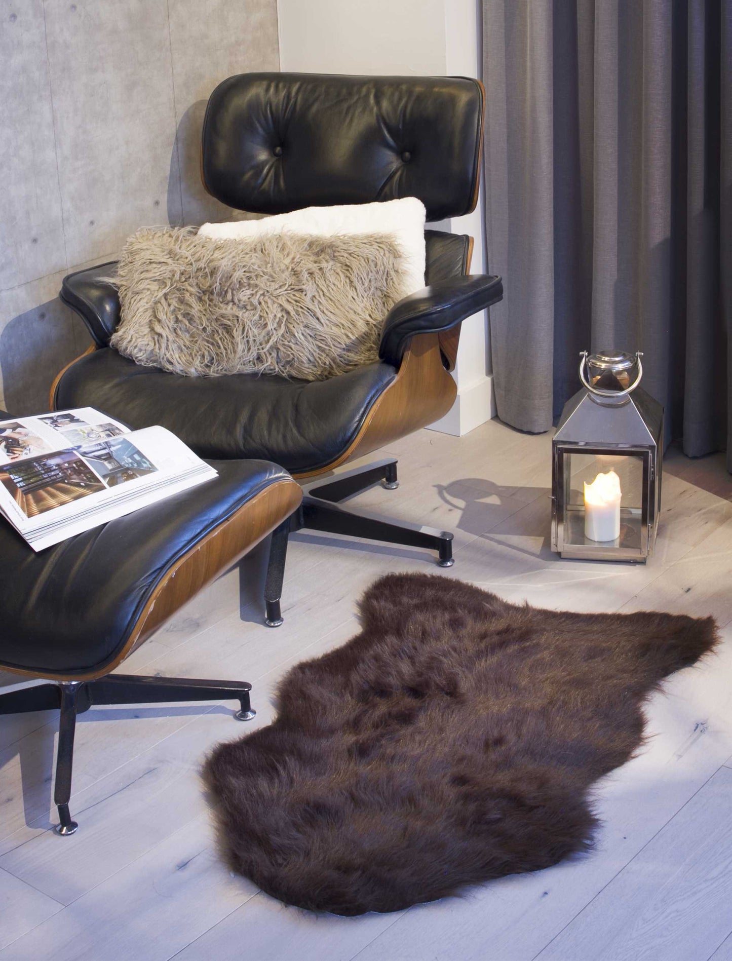 2' X 3' Chocolate Faux Sheepskin Shag Area Rug-4