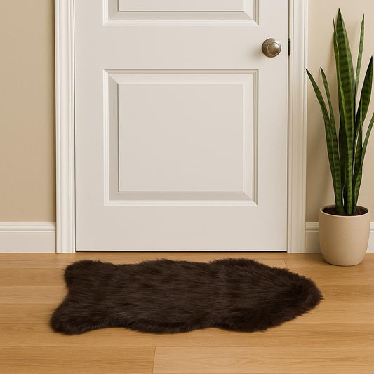 2' X 3' Chocolate Faux Sheepskin Shag Area Rug-0