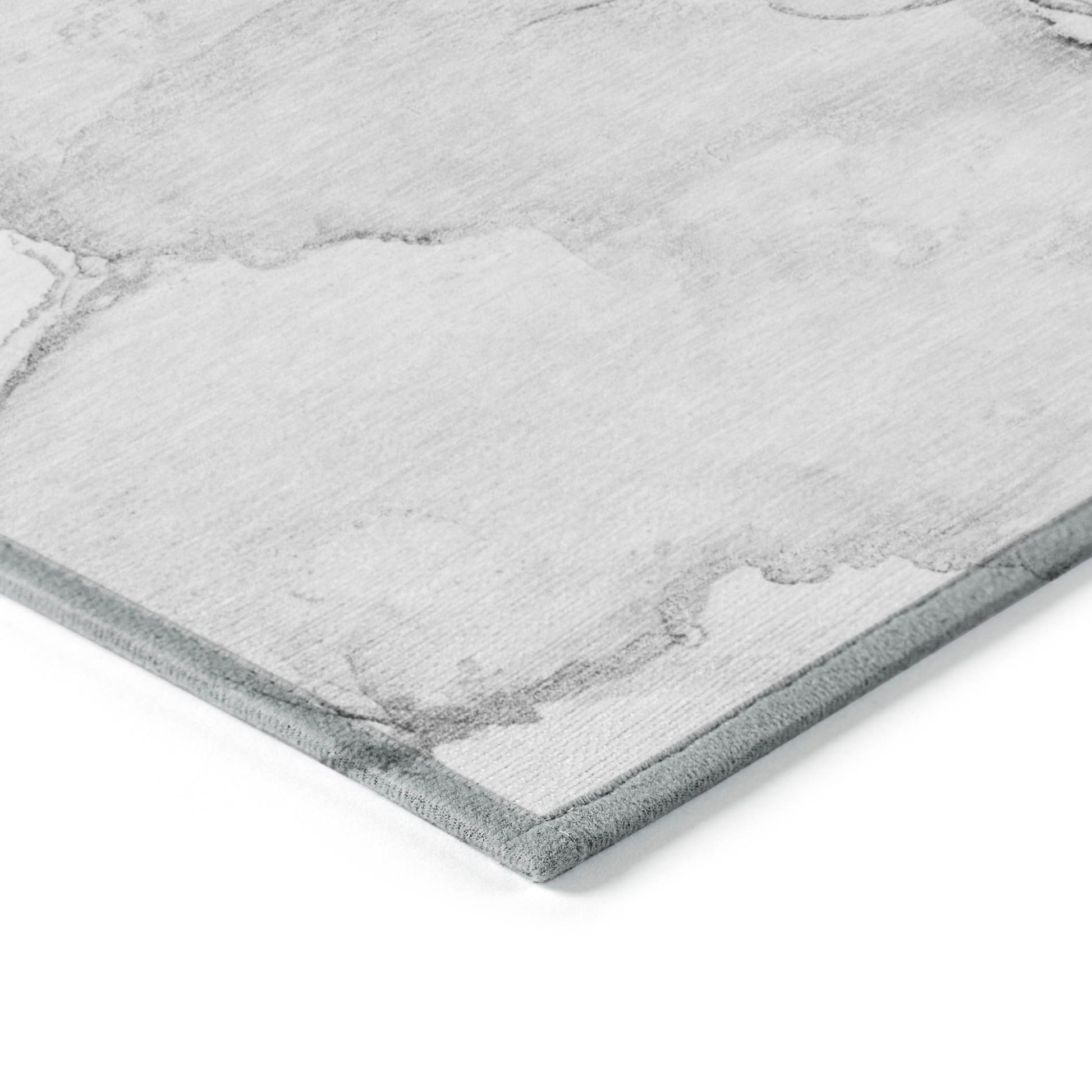 2' X 3' Silver Abstract Washable Non Skid Indoor Outdoor Area Rug-4