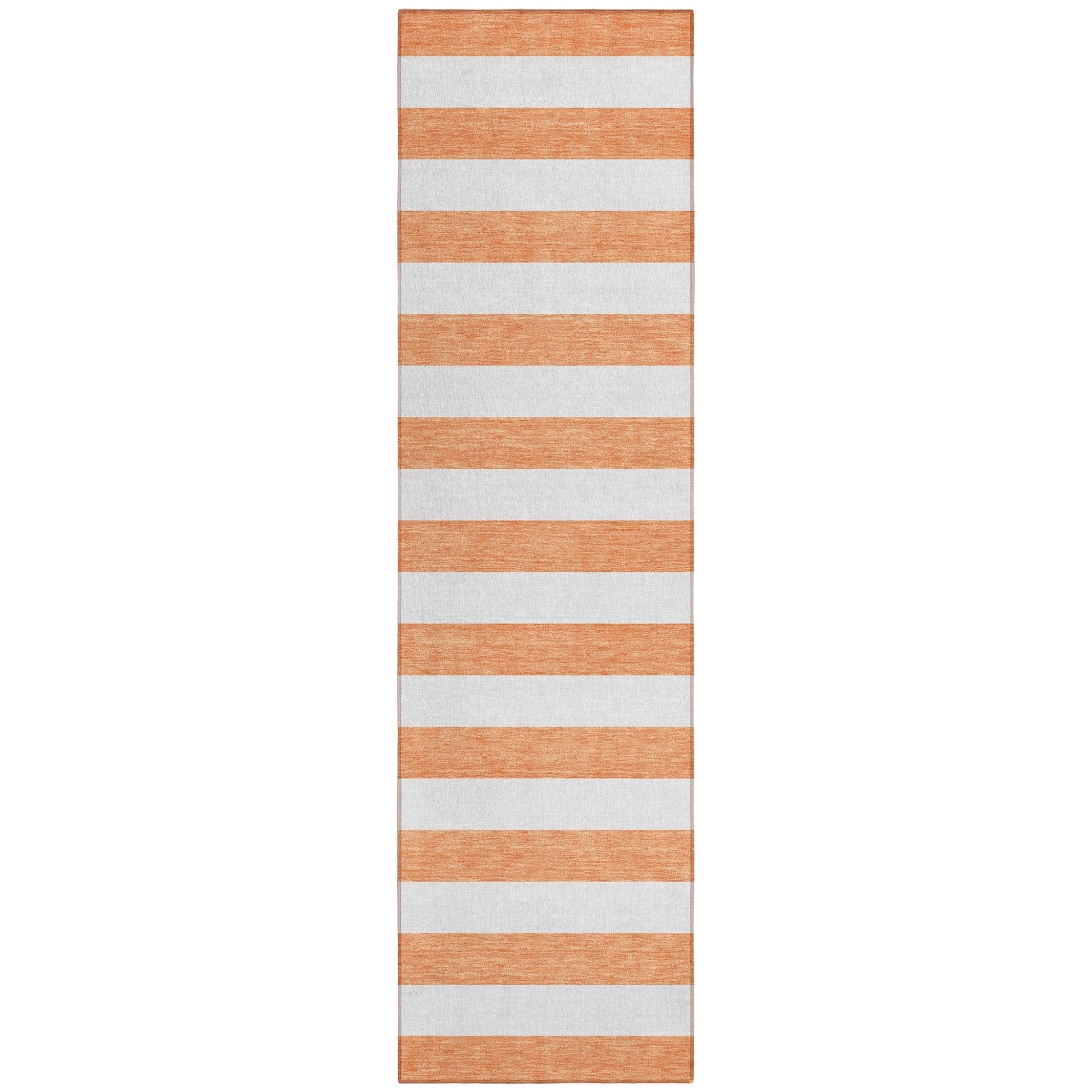 2' X 8' Salmon Striped Washable Indoor Outdoor Runner Rug-1