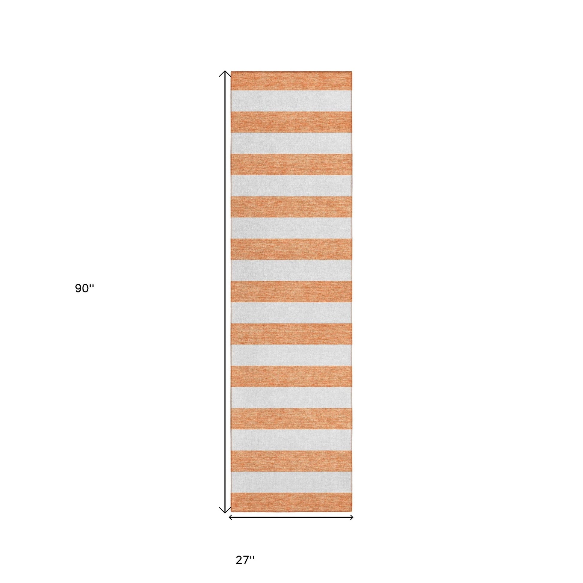 2' X 8' Salmon Striped Washable Indoor Outdoor Runner Rug-2