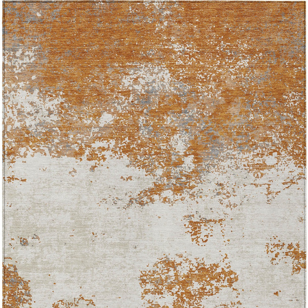 3' X 5' Copper Gray And Beige Abstract Washable Indoor Outdoor Area Rug-6
