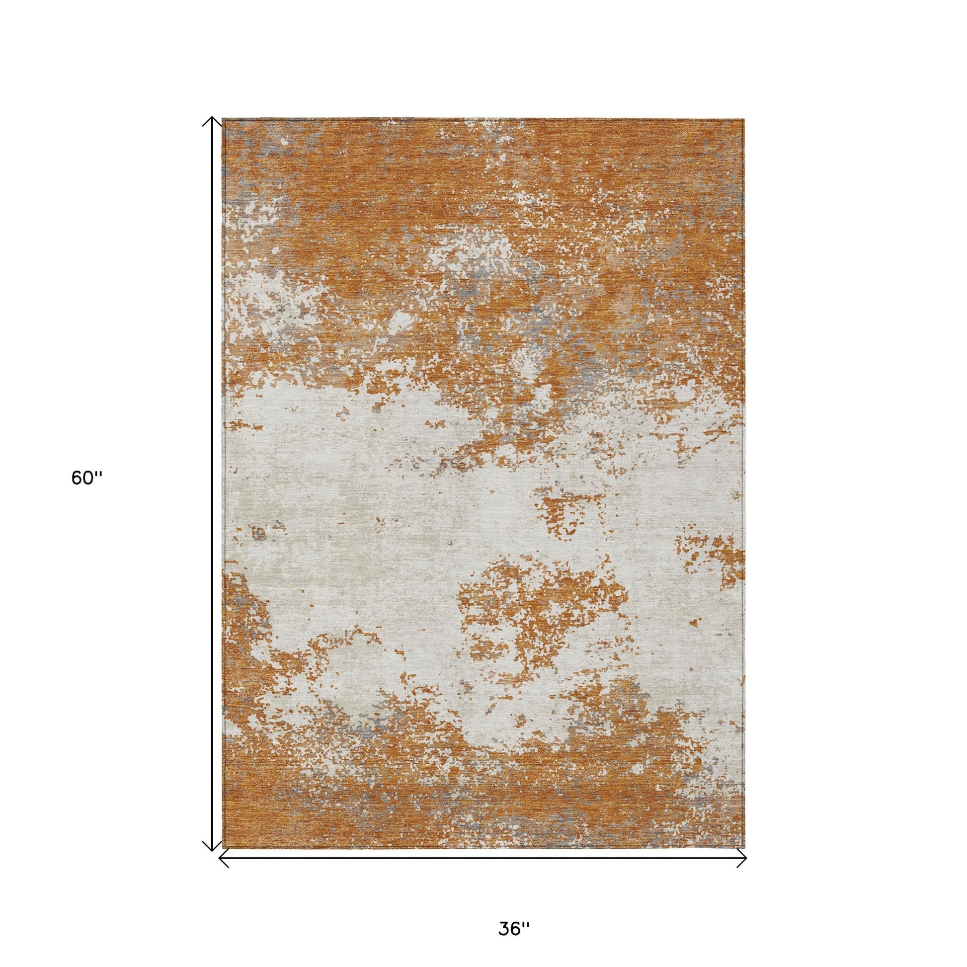 3' X 5' Copper Gray And Beige Abstract Washable Indoor Outdoor Area Rug-2