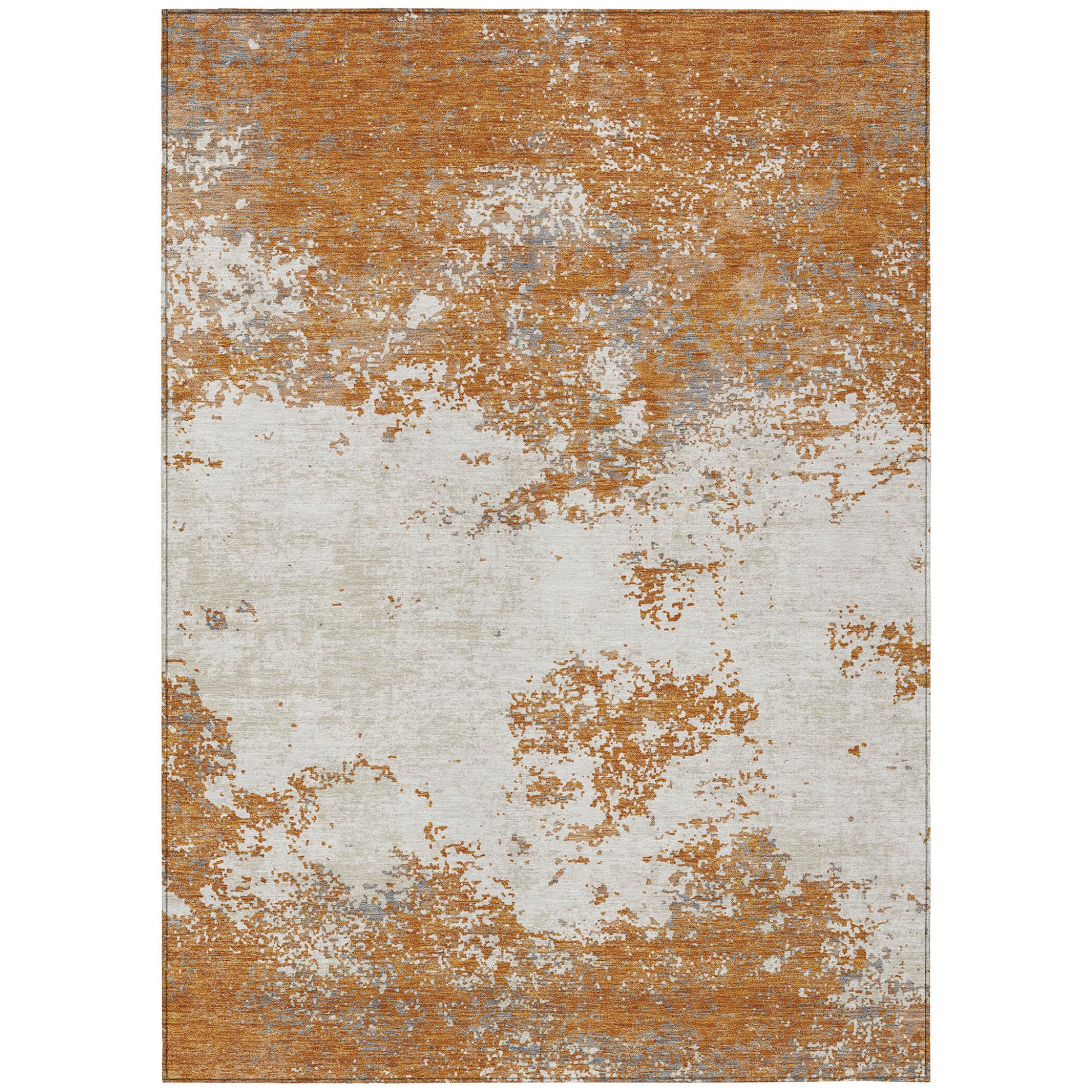 3' X 5' Copper Gray And Beige Abstract Washable Indoor Outdoor Area Rug-1