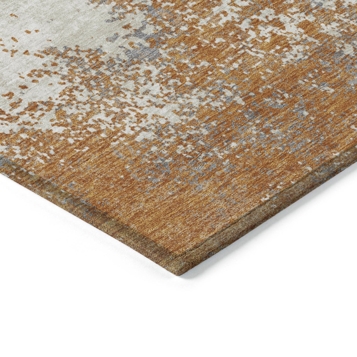 3' X 5' Copper Gray And Beige Abstract Washable Indoor Outdoor Area Rug-4