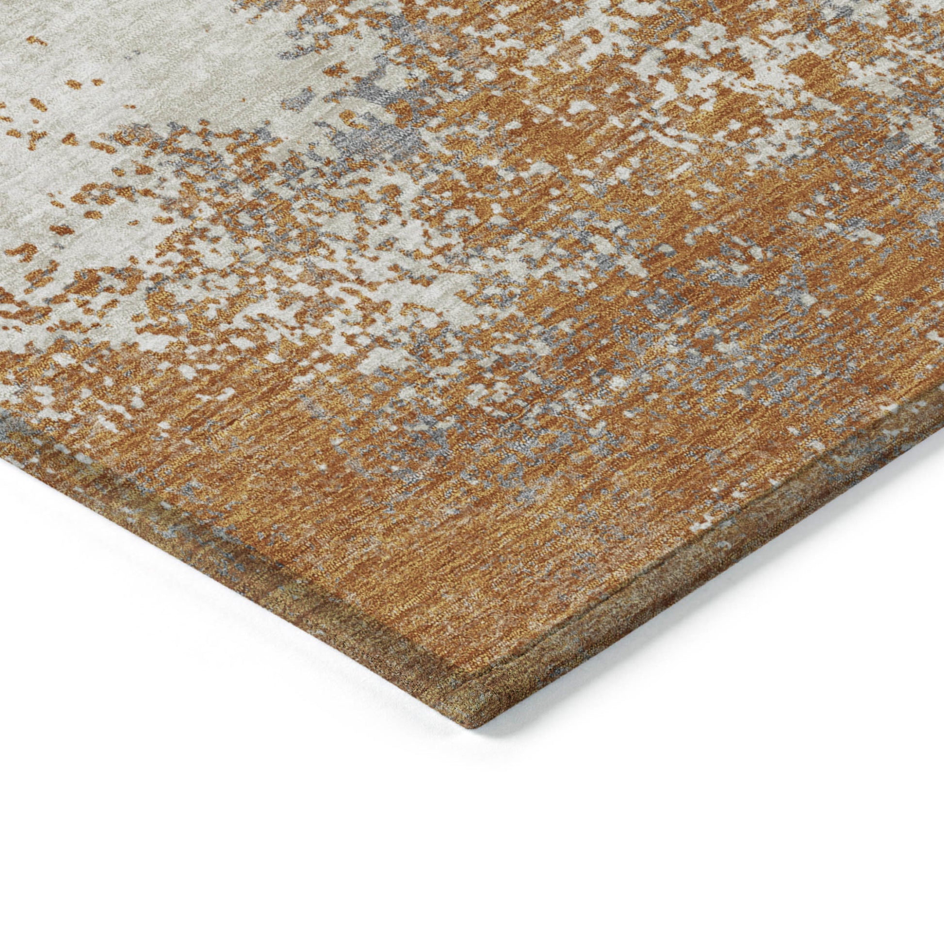 3' X 5' Copper Gray And Beige Abstract Washable Indoor Outdoor Area Rug-4