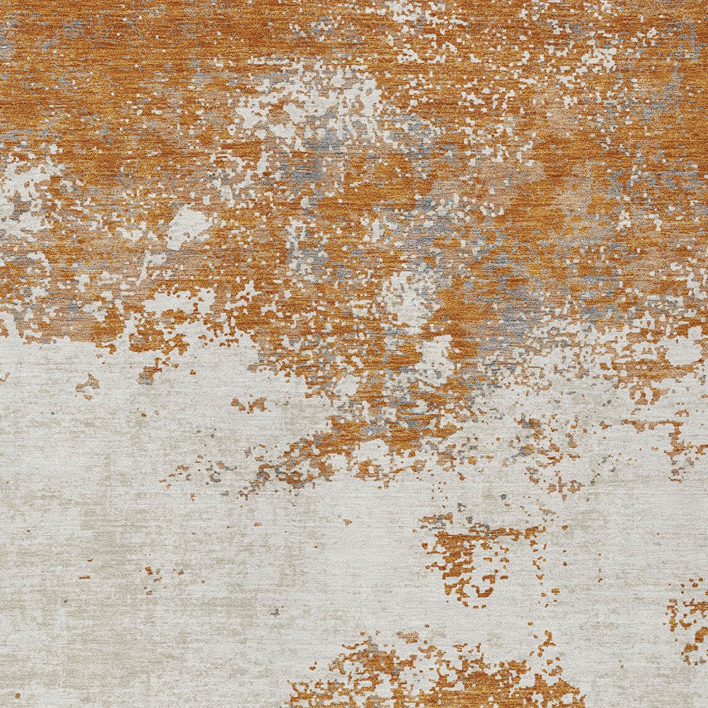 3' X 5' Copper Gray And Beige Abstract Washable Indoor Outdoor Area Rug-5