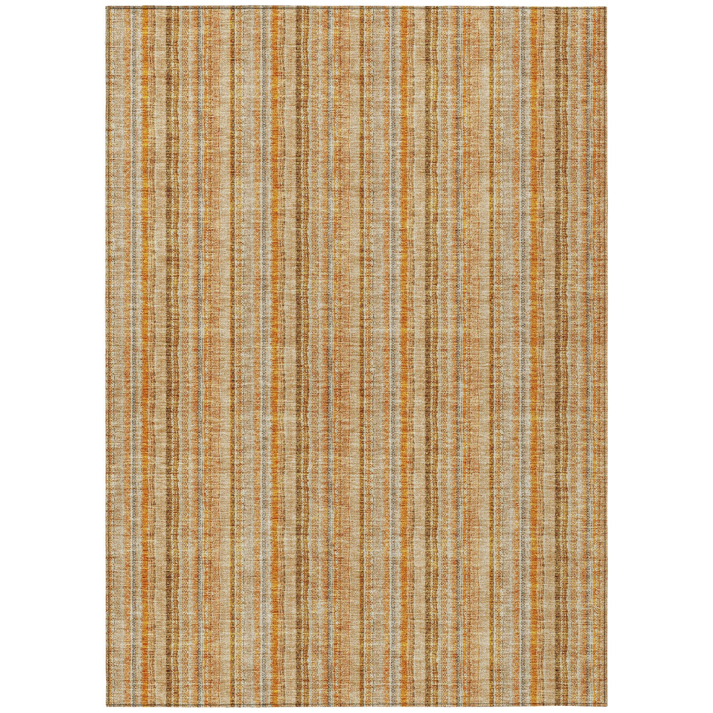 3' X 5' Peach Orange And Rust Striped Washable Indoor Outdoor Area Rug-1
