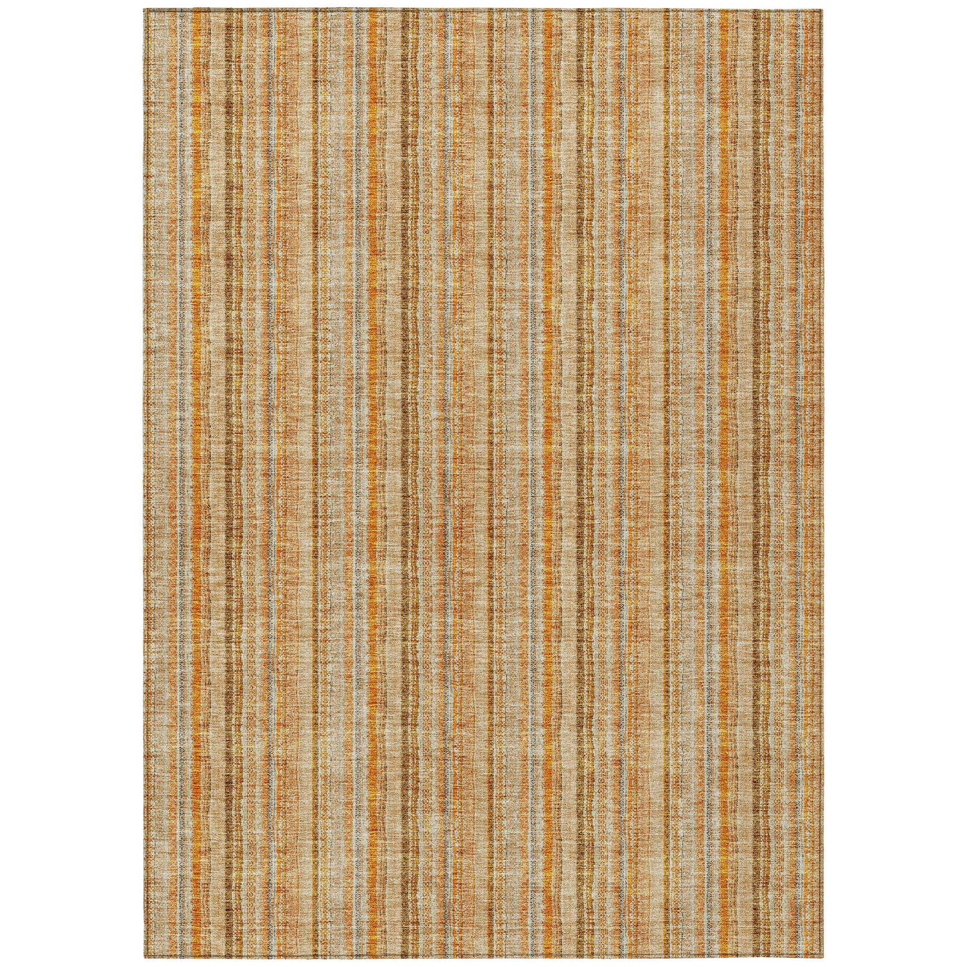 3' X 5' Peach Orange And Rust Striped Washable Indoor Outdoor Area Rug-1