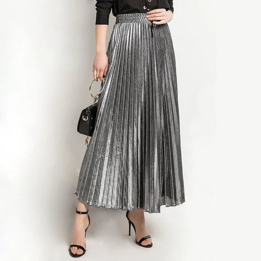 Women's High Waist Pleated Maxi Skirt – Harajuku