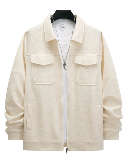 Men’s Casual Business Jacket with Zipper & Pockets