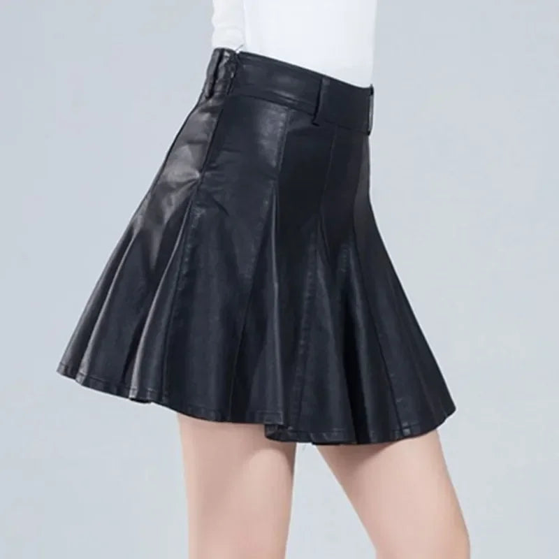 Women's Plus Size Leather Mini Skirt – High Waist