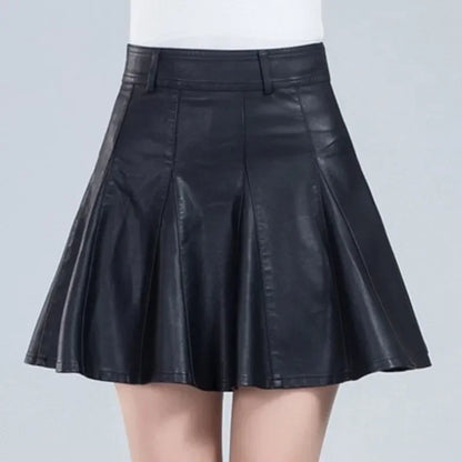 Women's Plus Size Leather Mini Skirt – High Waist
