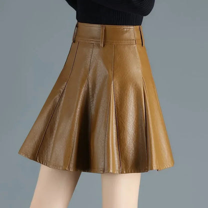 Women's Plus Size Leather Mini Skirt – High Waist